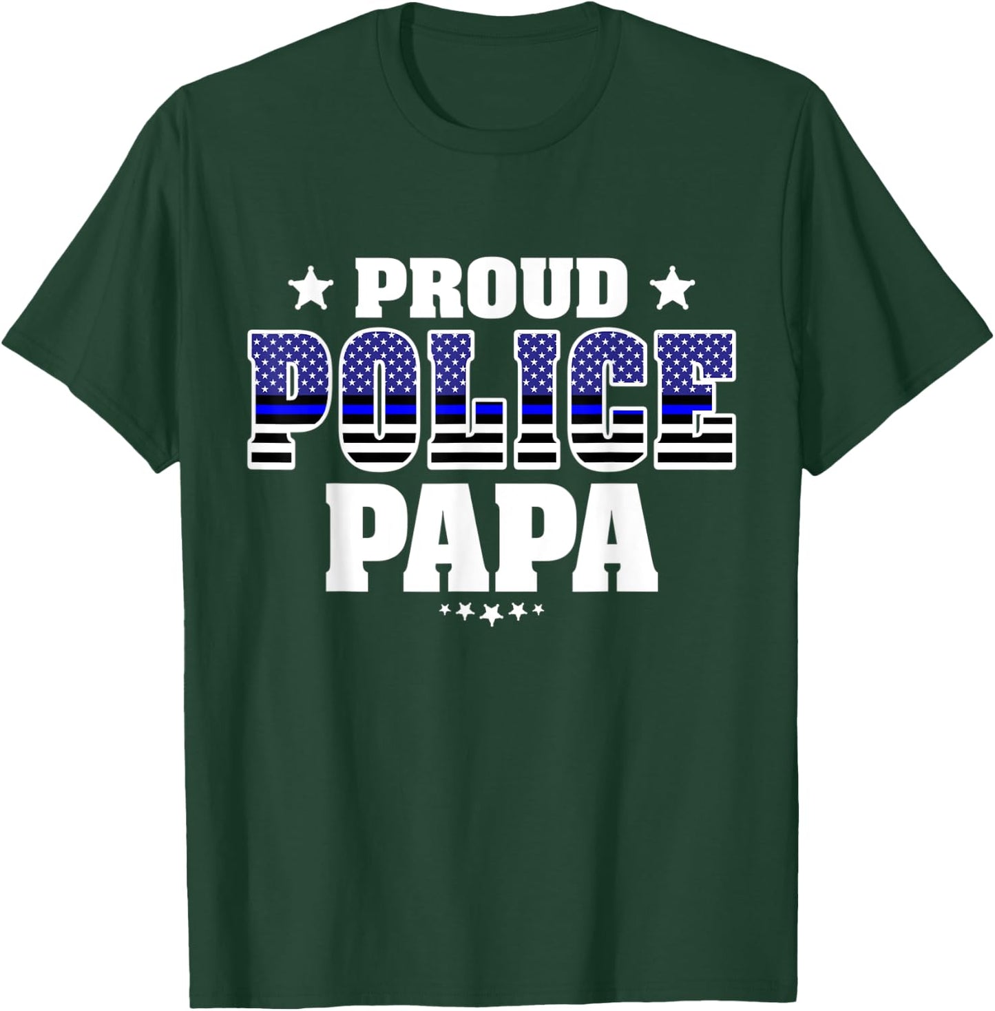 Proud Police Papa Thin Blue Line US Cop's Grandfather T-Shirt - T-Shirt | Forest
