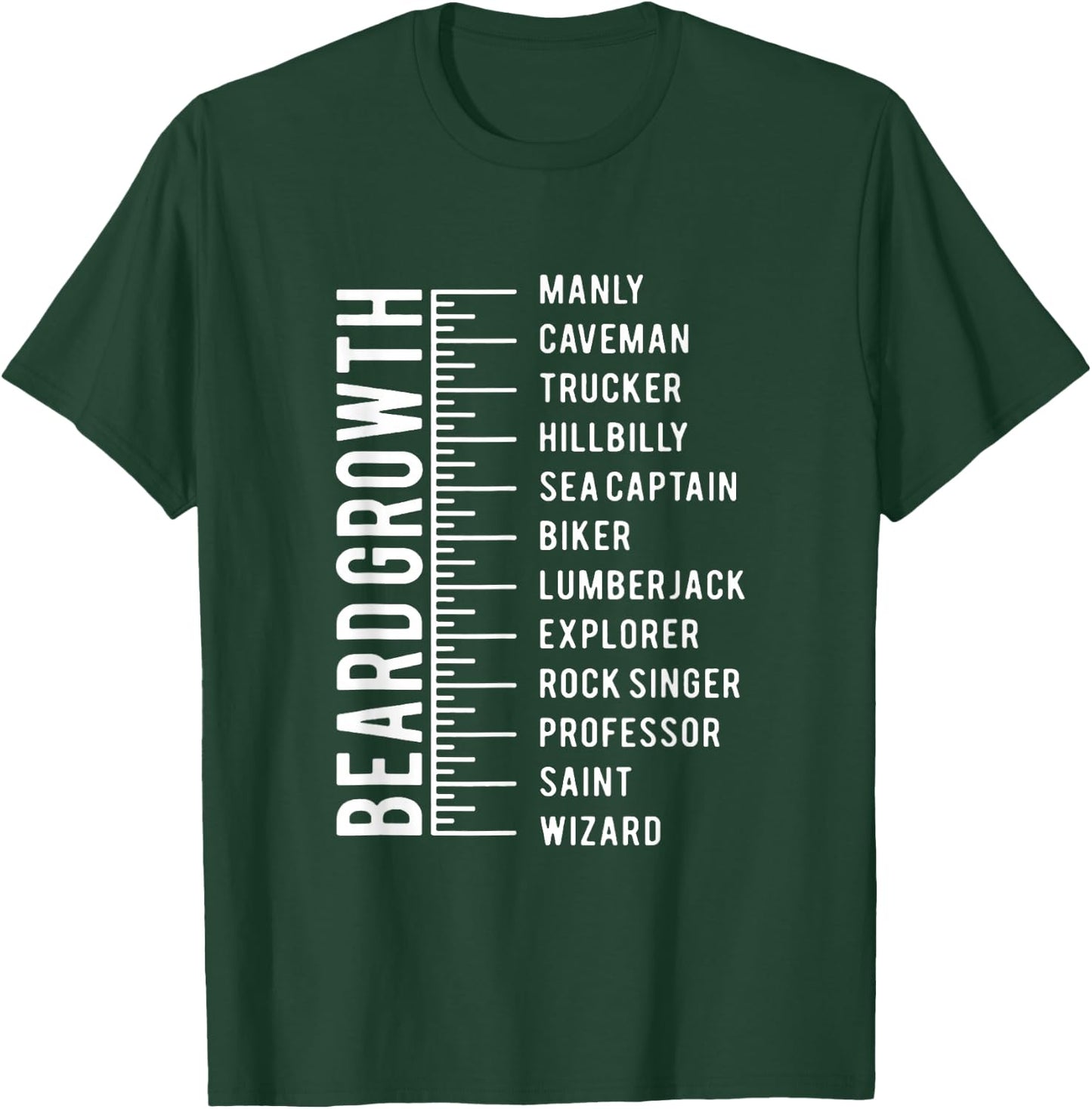 Men's Beard Growth Chart Measurement Bearded Man T-Shirt - T-Shirt | Forest