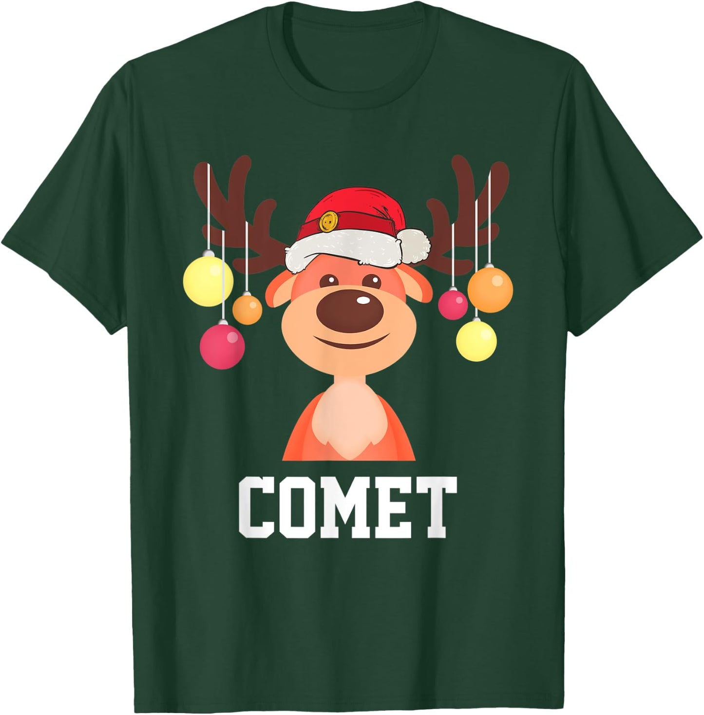 Funny Santa Reindeer Comet Christmas Group Costume T-Shirt - T-Shirt | Forest