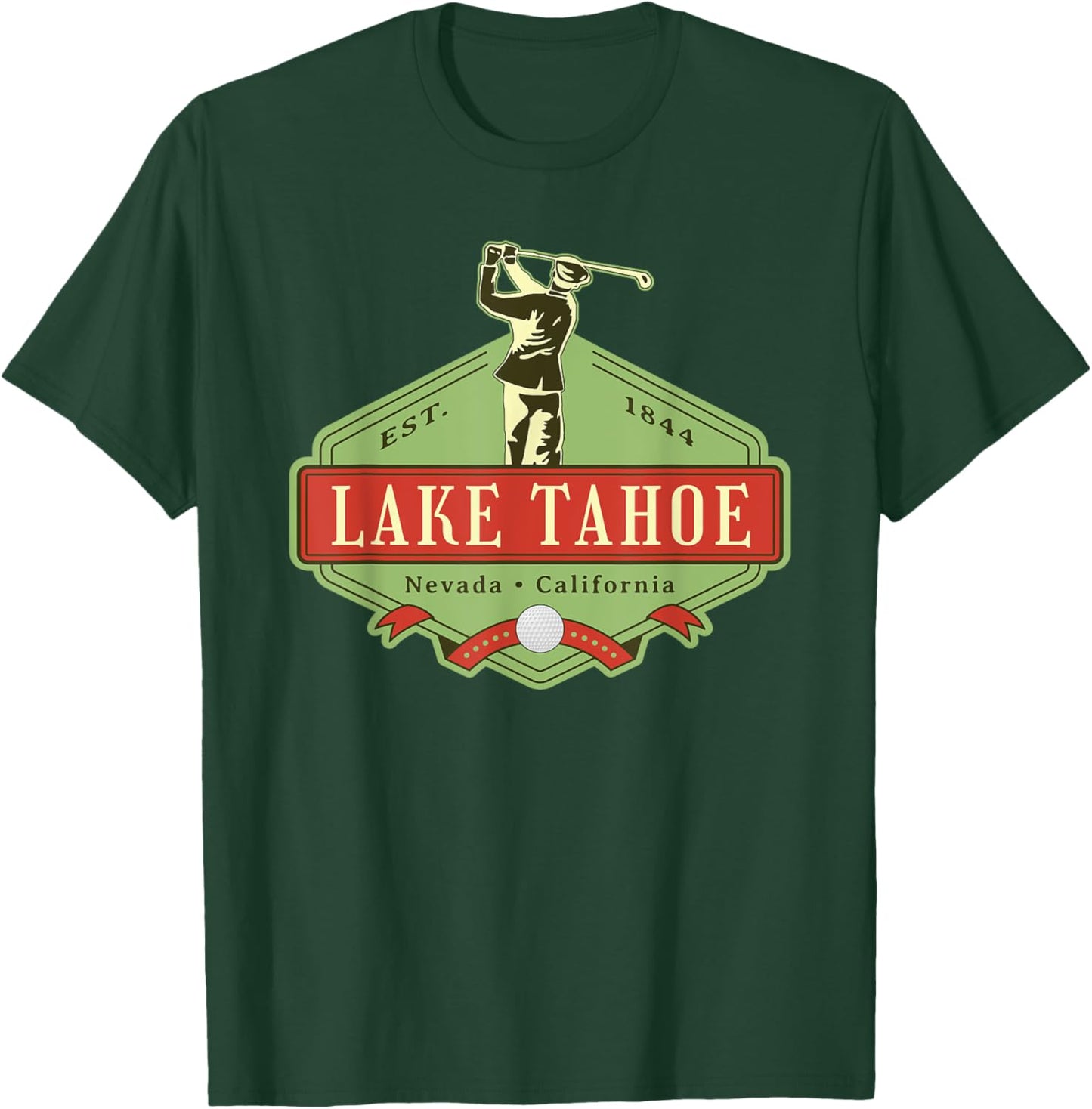Lake Tahoe California Nevada Retro Vintage Golf Themed T-Shirt - T-Shirt | Forest