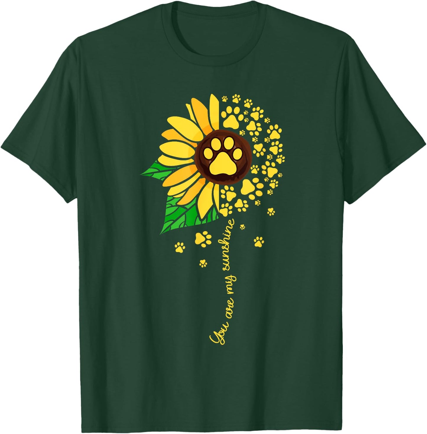 Sunflower dog doglover pets paw apparel men T-Shirt - T-Shirt | Forest