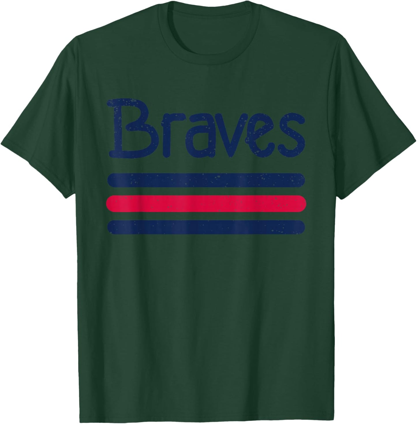 Vintage Braves Retro Three Stripe Weathered Shirt T-Shirt - T-Shirt | Forest