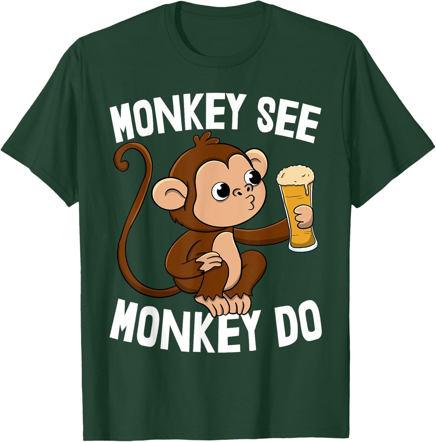 Monkey See Monkey Do Funny Toddler Monkey Drinking T-Shirt - T-Shirt | Forest