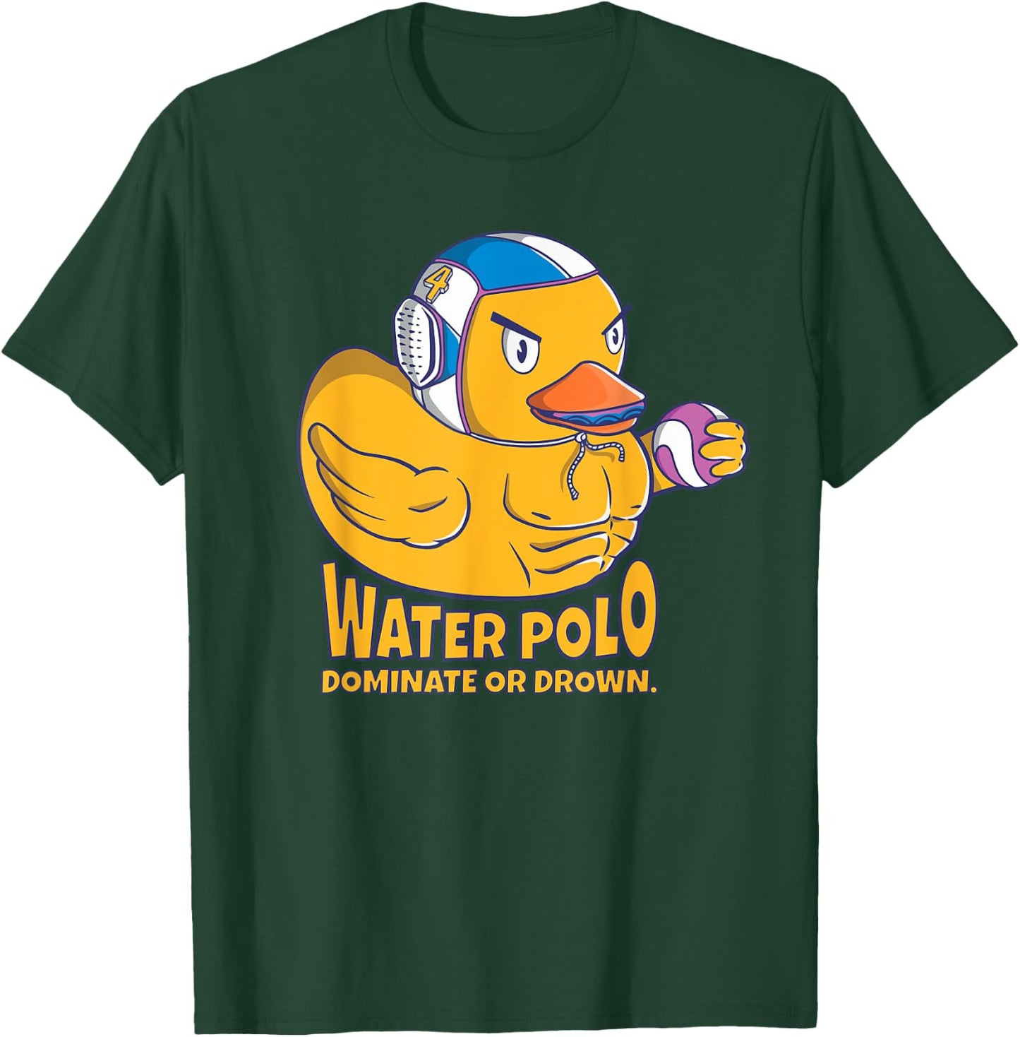 Water Polo Rubber Duck Dominate or Drown on Funny Water Polo Small T-Shirt - T-Shirt | Forest