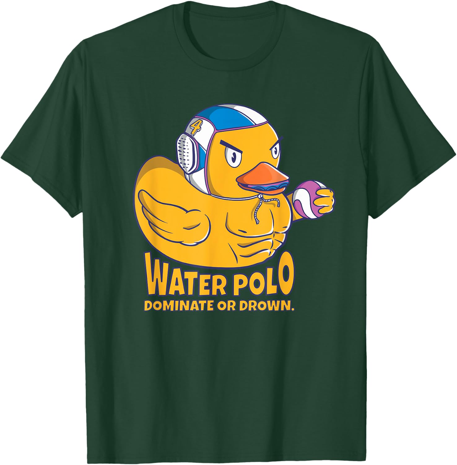 Water Polo Rubber Duck Dominate or Drown on Funny Water Polo Small T-Shirt - T-Shirt | Forest