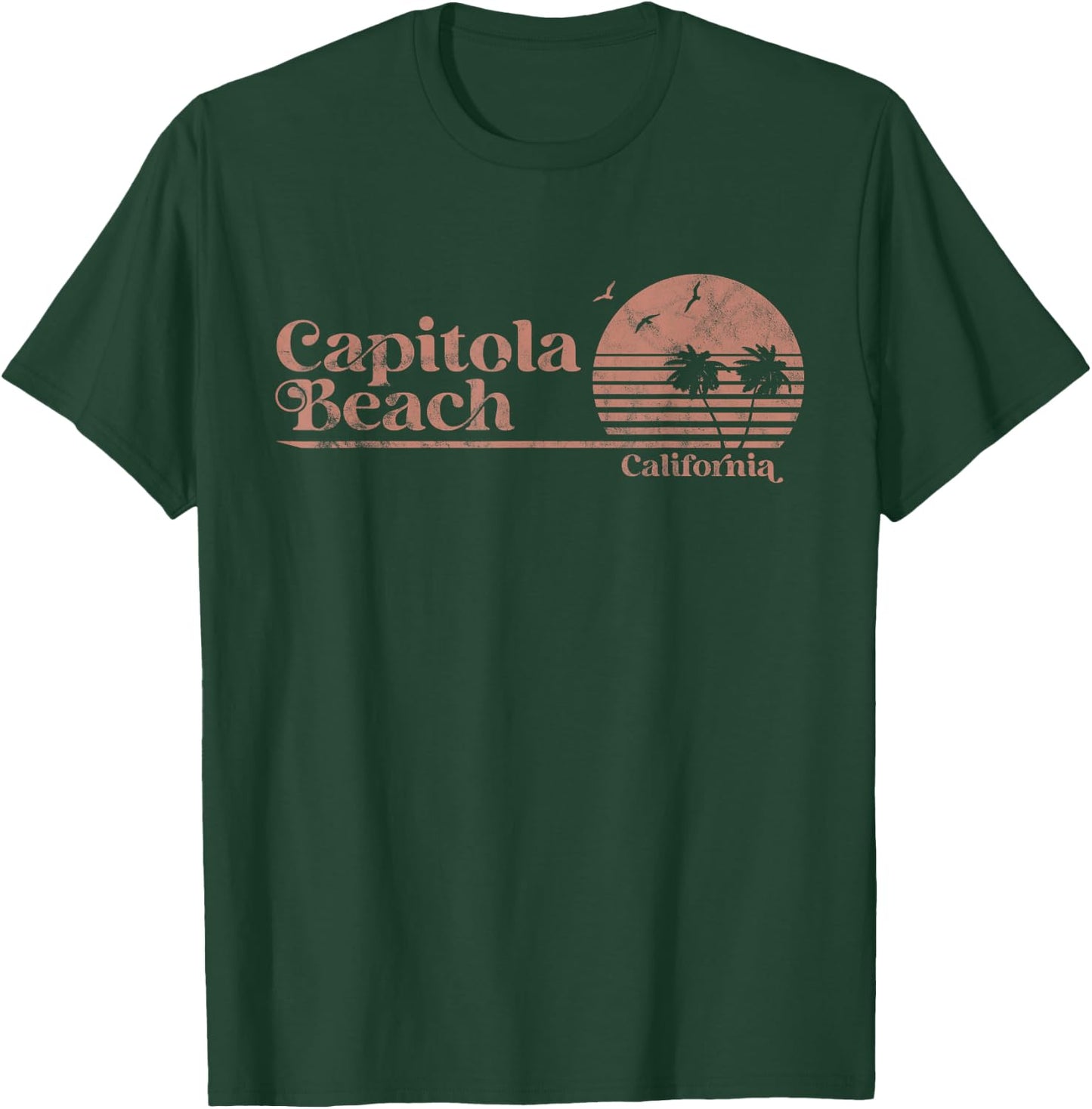 Vintage Capitola Beach California Palm Trees CA Retro T-Shirt - T-Shirt | Forest