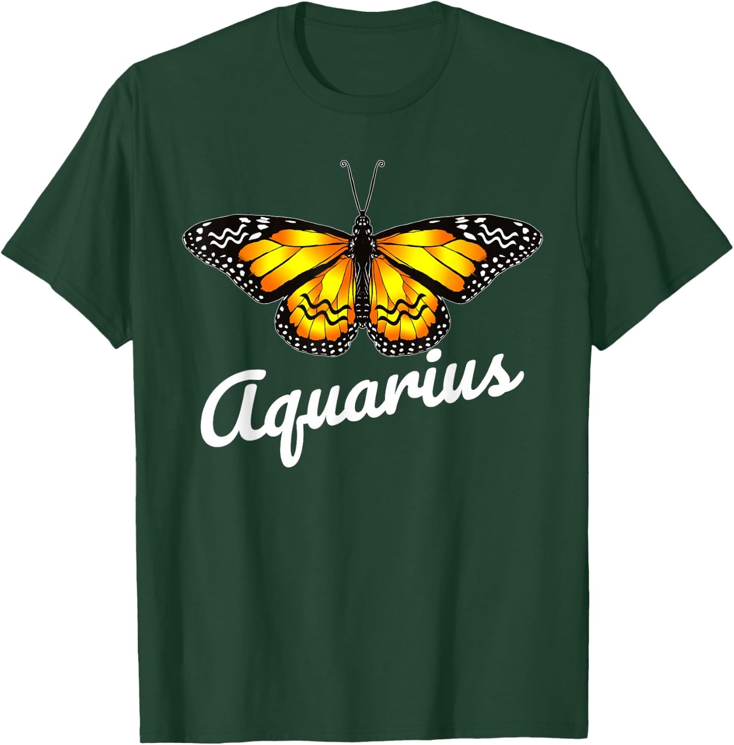 Aquarius Butterfly Wings with Aquarius Zodiac Sign T-Shirt - T-Shirt | Forest