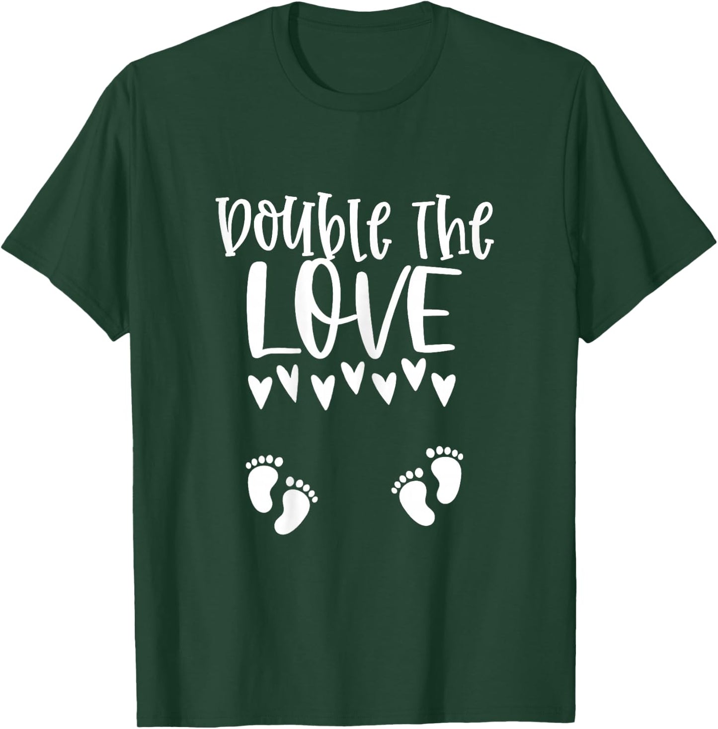 Twin Pregnancy Valentines Day Pregnant Mom Baby Announcement T-Shirt - T-Shirt | Forest