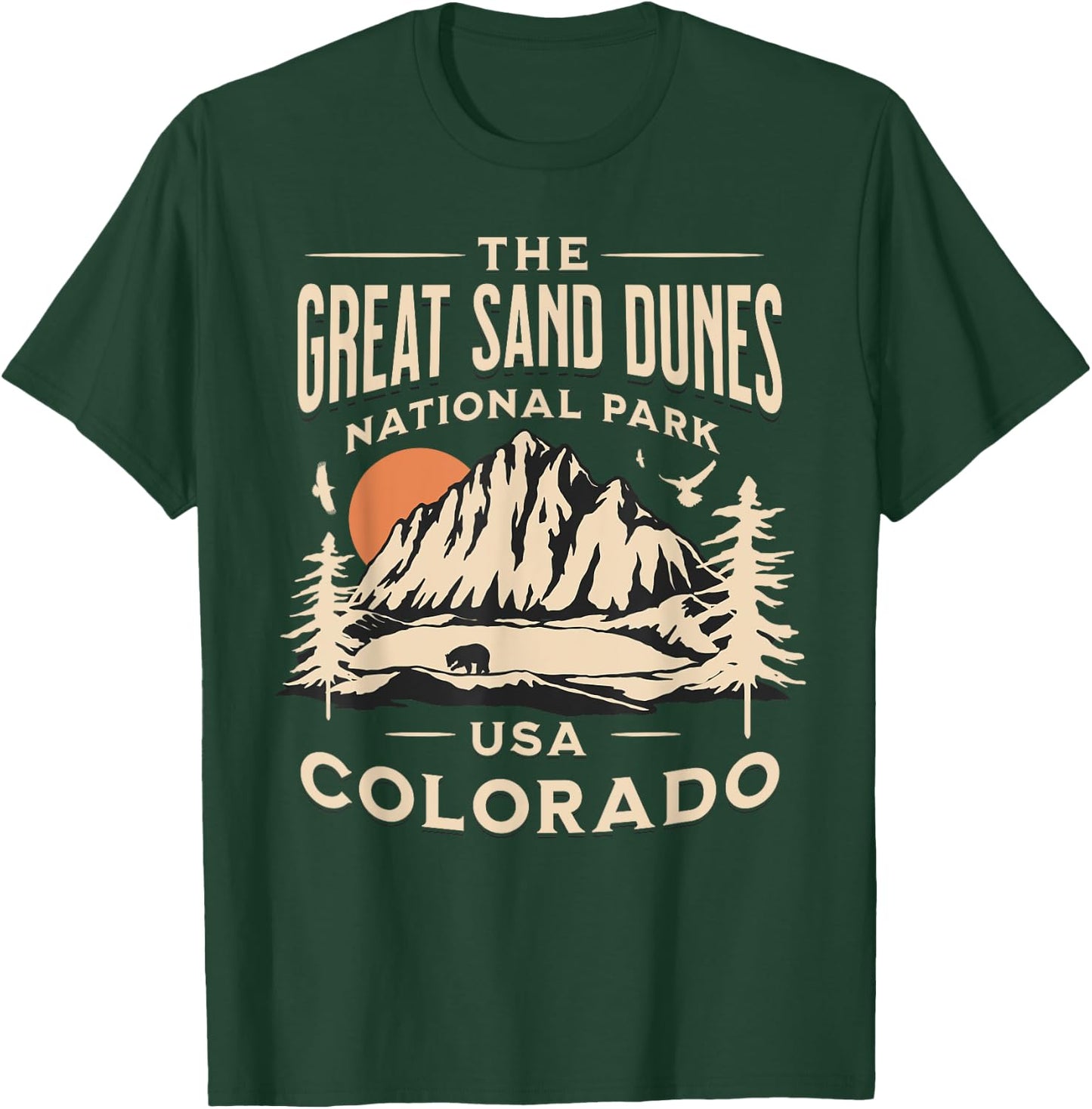 Great Sand Dunes National Park Colorado Hike Outdoors Retro T-Shirt - T-Shirt | Forest