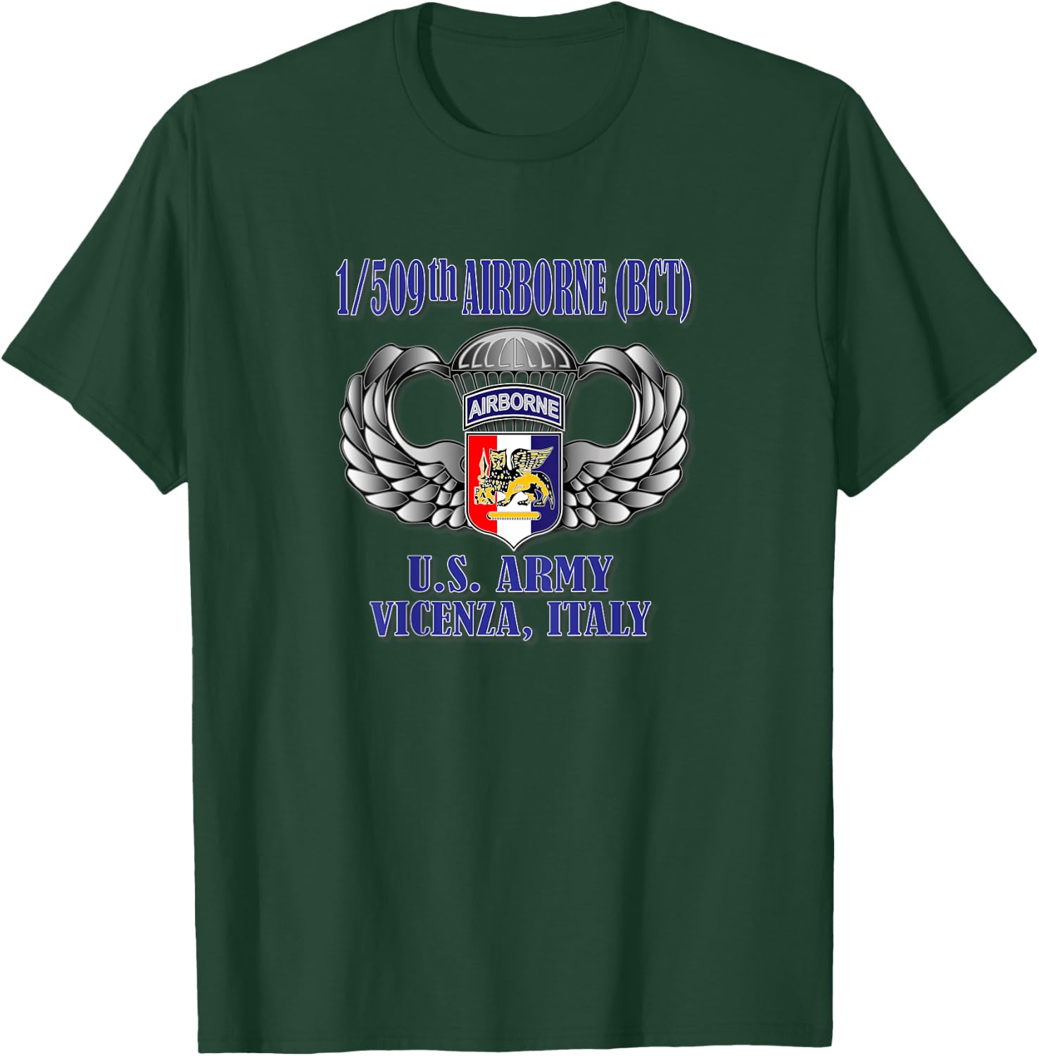 Relaxed Lifestyle Products 1/509th Airborne (BCT) (Back Design) -Adults Black Short Sleeve T-Shirt - T-Shirt | Forest