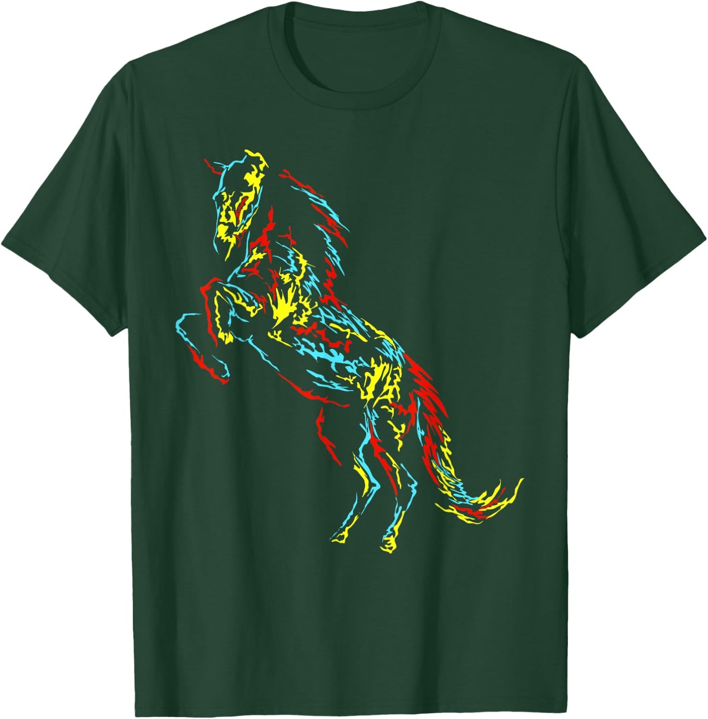 Colourful Abstract Art | Riding Funny Horses T-Shirt - T-Shirt | Forest