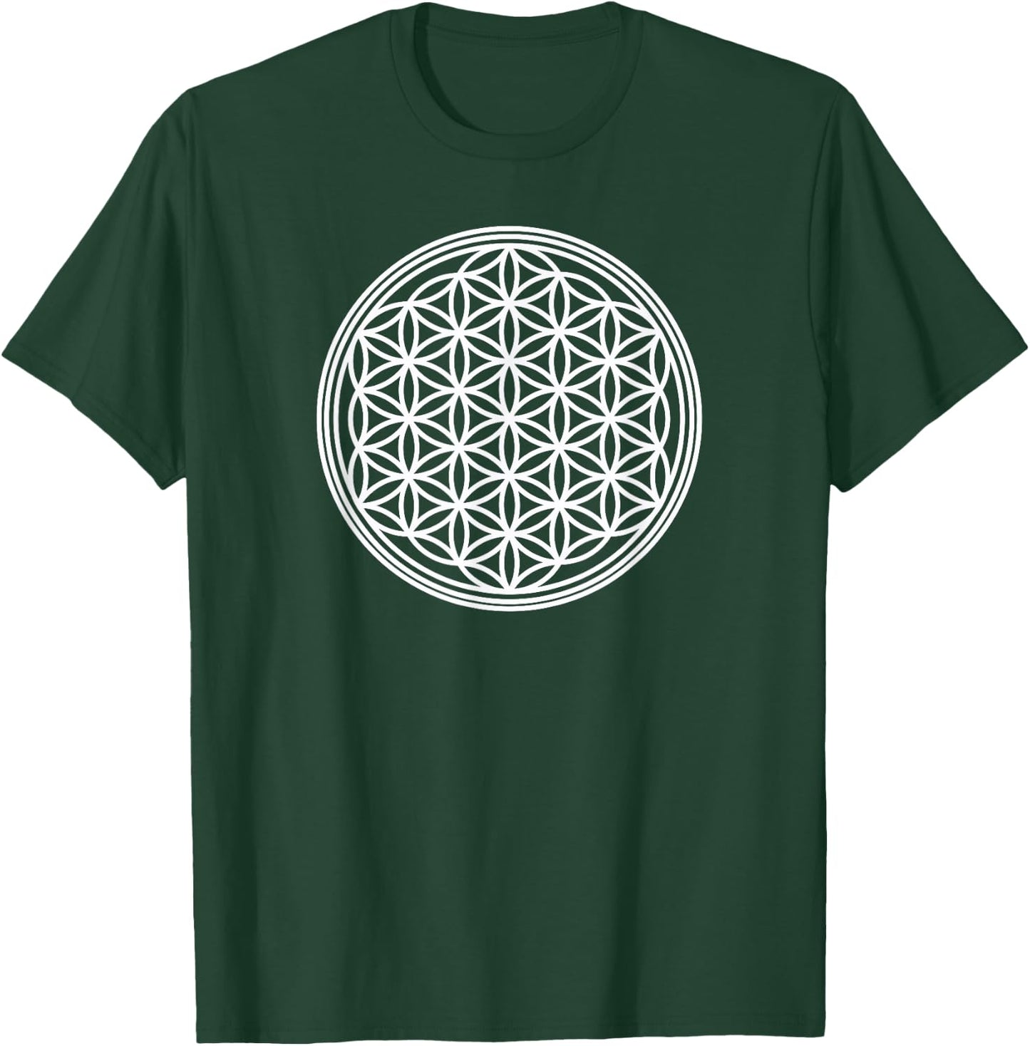 Flower of Life Sacred Geometry Symbol Yoga Meditation T-Shirt - T-Shirt | Forest