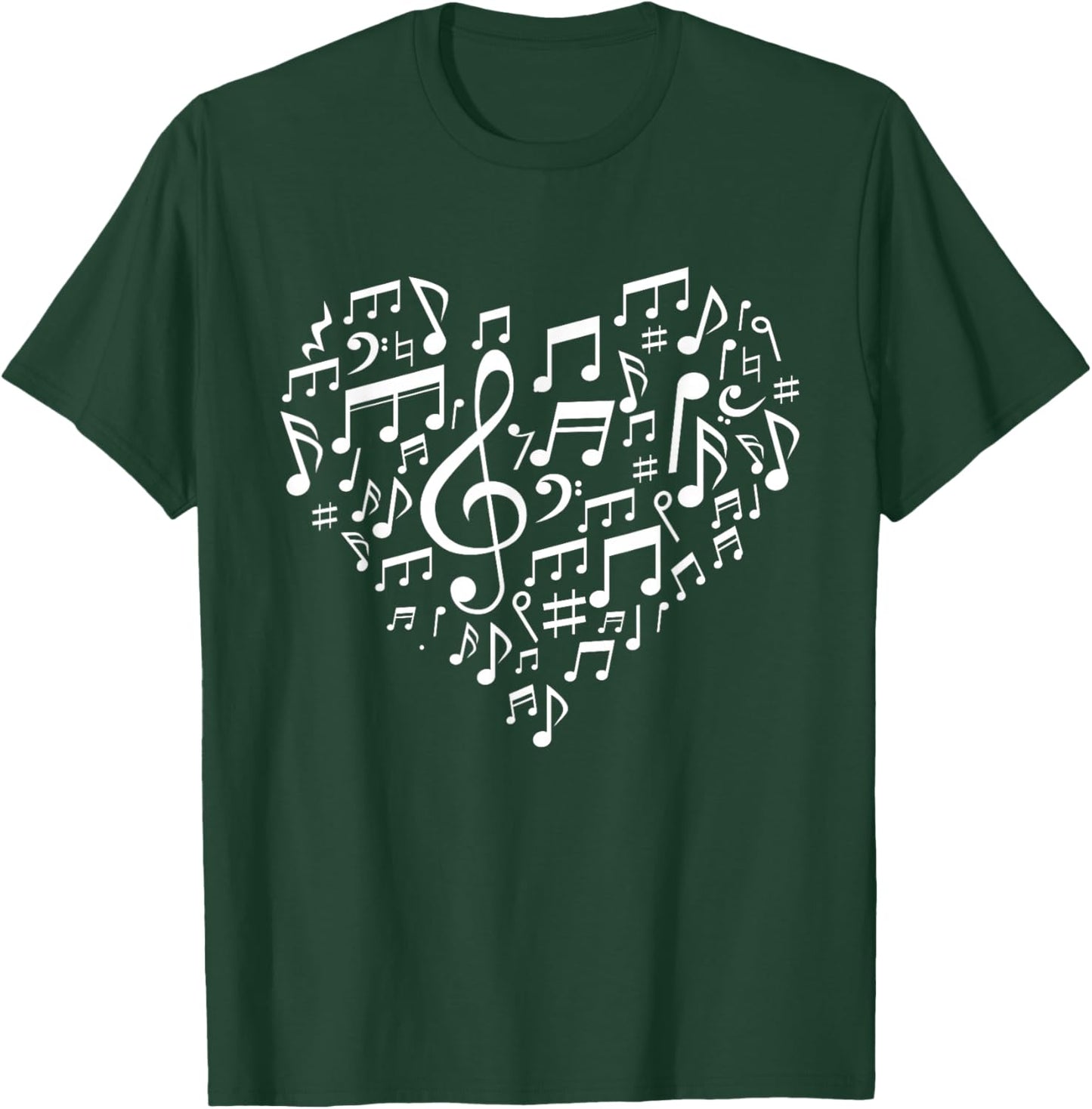 Heart Shape Musical Notes Music Lovers Gift Valentines Day T-Shirt - T-Shirt | Forest