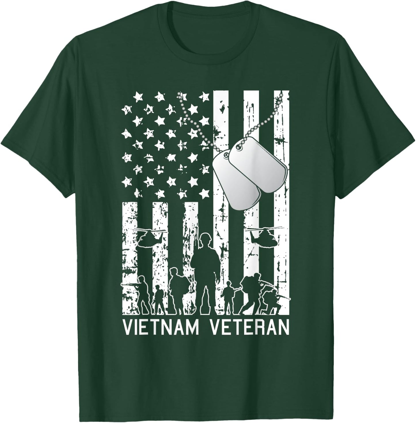 Vietnam Veteran Cool American Flag Military Army Soldier Women Kids Men T-Shirt - T-Shirt | Forest