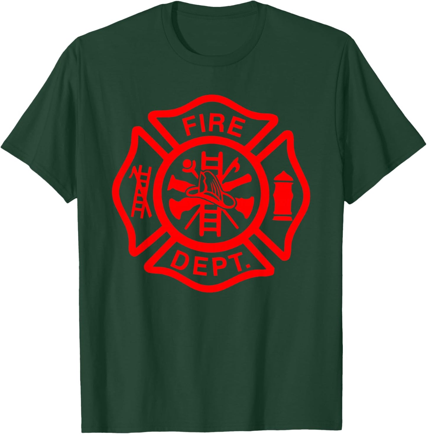 Fire Department Logo Uniform Fireman Symbol Firefighter Gear T-Shirt - T-Shirt | Forest