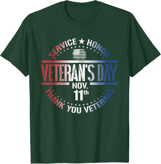 Veteran's Day November 11th Military Thank You Veterans T-Shirt - T-Shirt | Forest