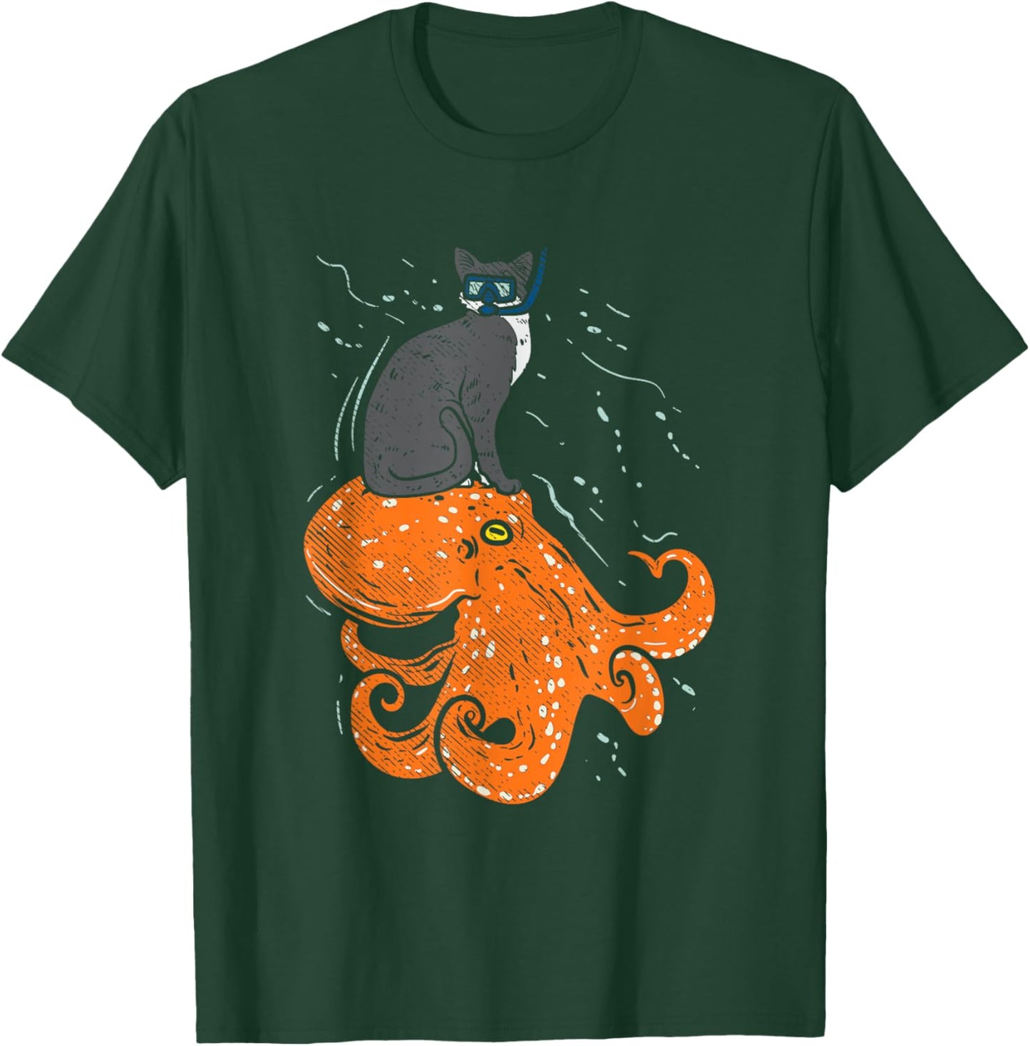Funny Scuba Diving Gift, Funny Diving Cat Men Women T-Shirt - T-Shirt | Forest