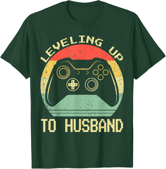 Leveling Up To Husband Gaming Couples Matching Engagement T-Shirt - T-Shirt | Forest