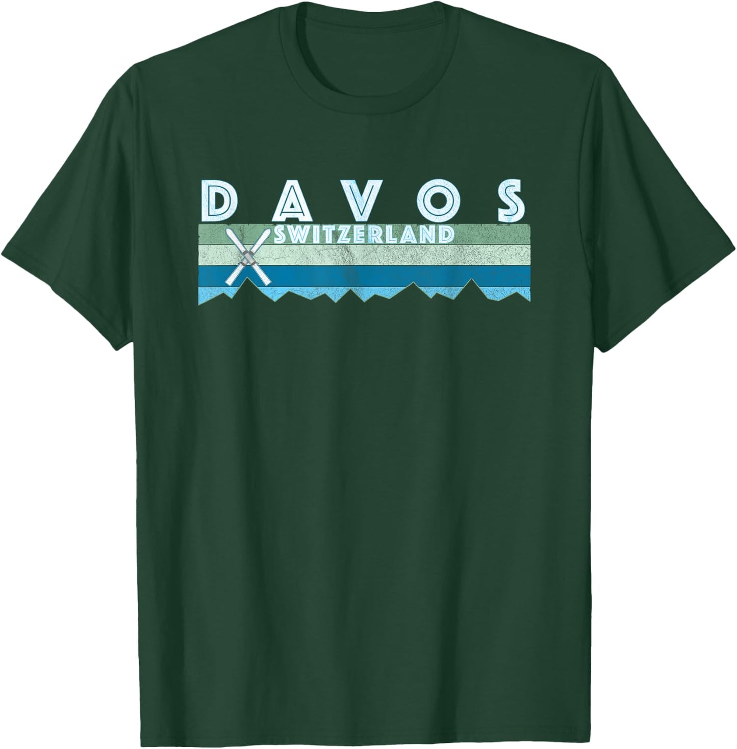 Davos Switzerland Ski T Shirt / Retro Vintage Davos Shirt T-Shirt - T-Shirt | Forest