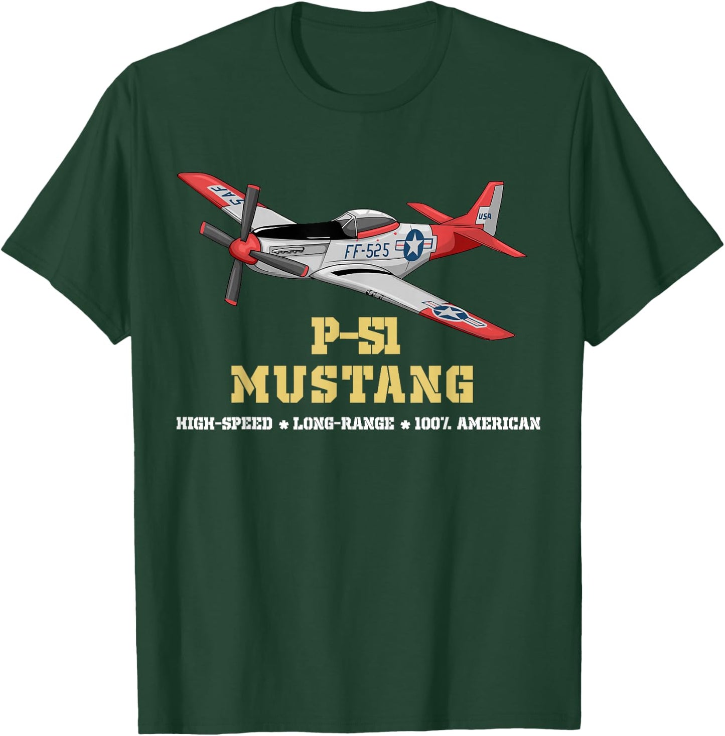 P-51 Mustang World War II Fighter Bomber T-Shirt - T-Shirt | Forest