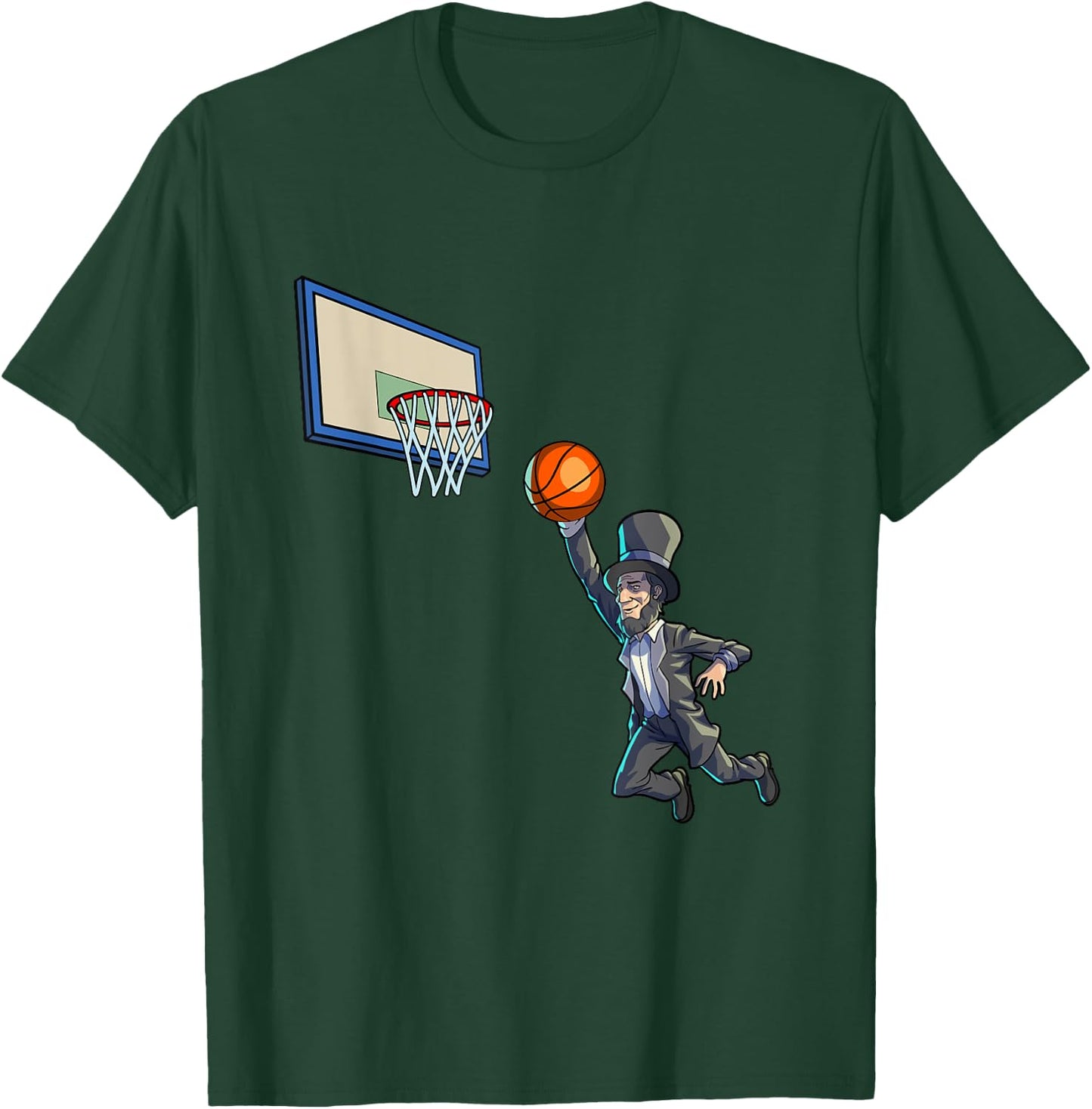 Basketball Abraham Lincoln 4th Of July Shirt Men Boy Lincoln T-Shirt - T-Shirt | Forest