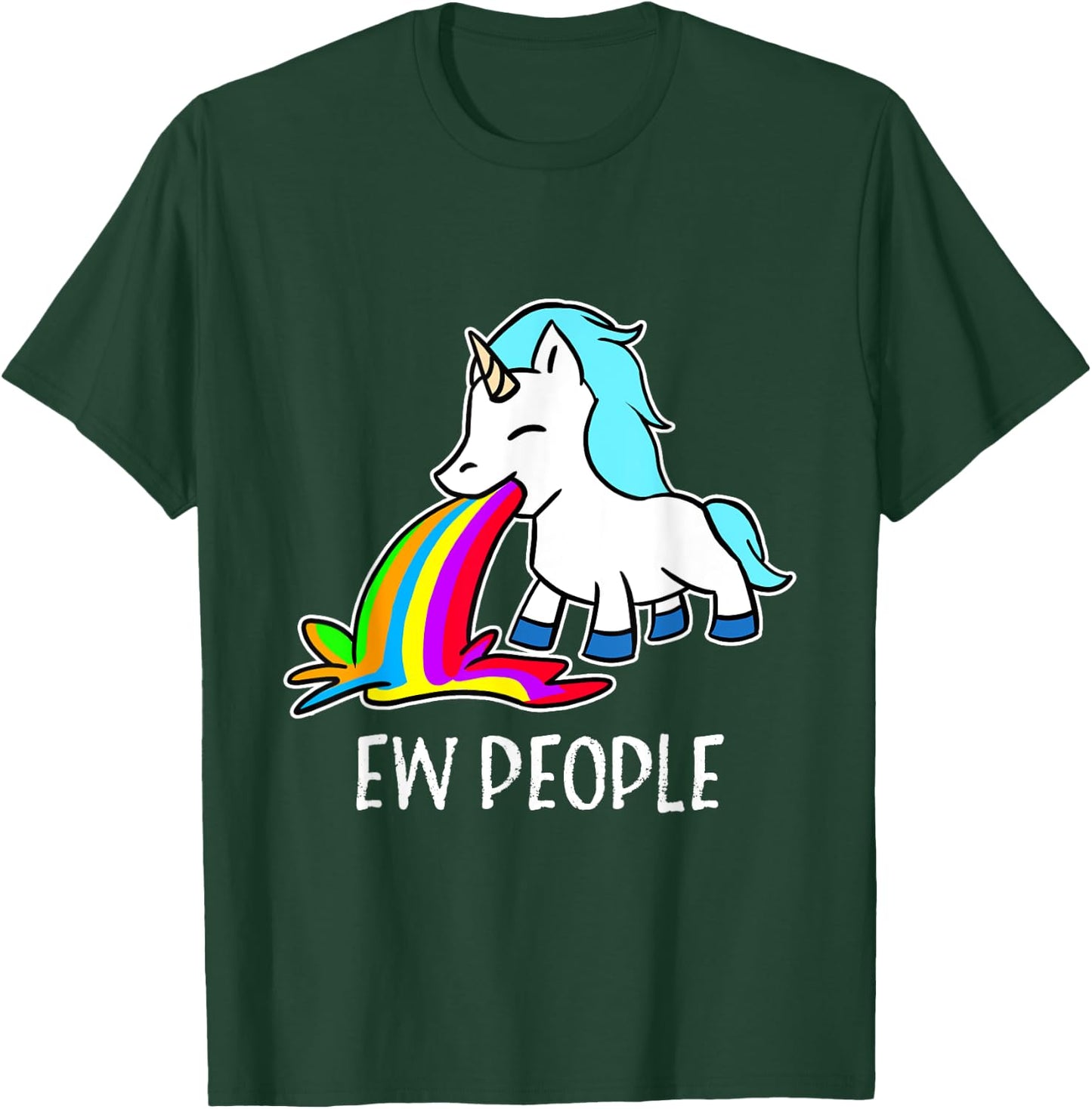 Ew, People Unicorn Vomiting Rainbow Funny Introvert T-Shirt - T-Shirt | Forest