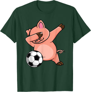 Dabbing Pig Funny Soccer Lovers Jersey Football Fans Sport T-Shirt - T-Shirt | Forest