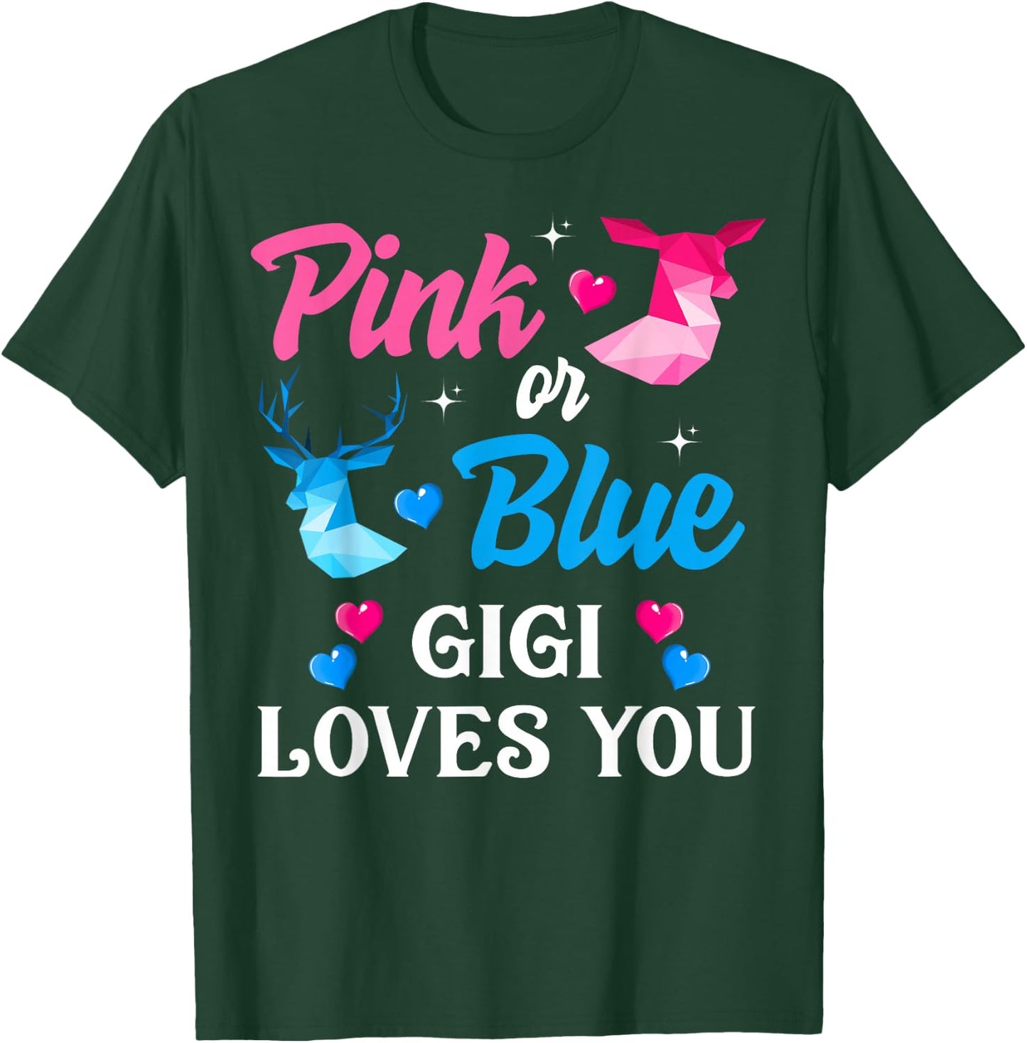 Pink Or Blue Gigi Loves You Shirt Gender Reveal Family T-Shirt - T-Shirt | Forest