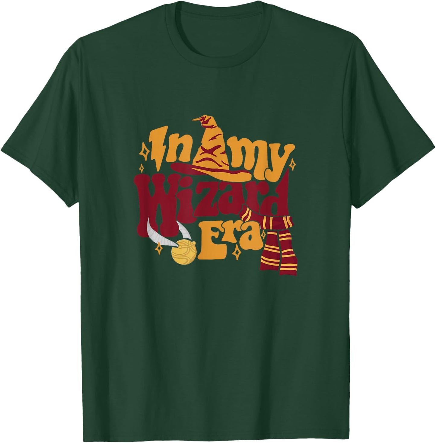 In My Wizard Era Groovy Bookish Fantasy Reader Book Lover T-Shirt - T-Shirt | Forest