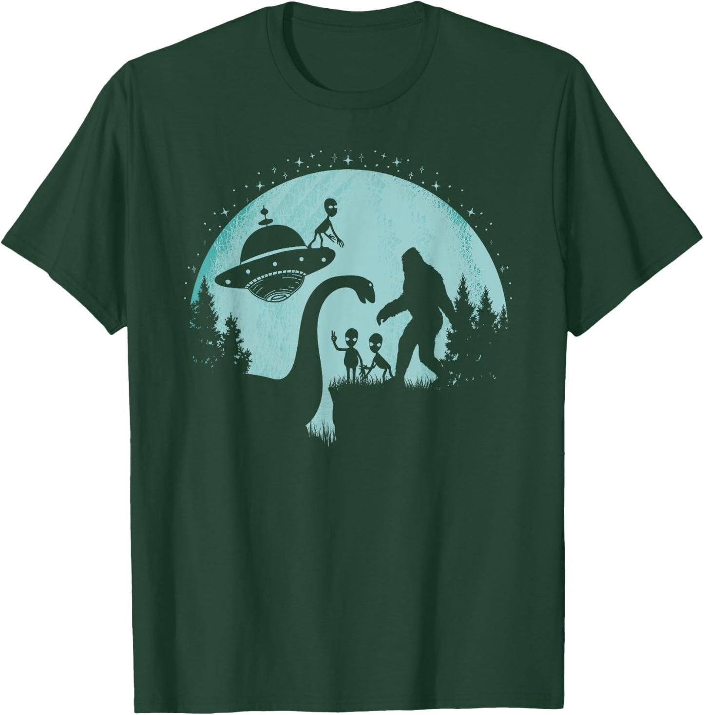 Bigfoot Loch Ness Monster Nessie Sasquatch UFOs Funny Aliens T-Shirt - T-Shirt | Forest