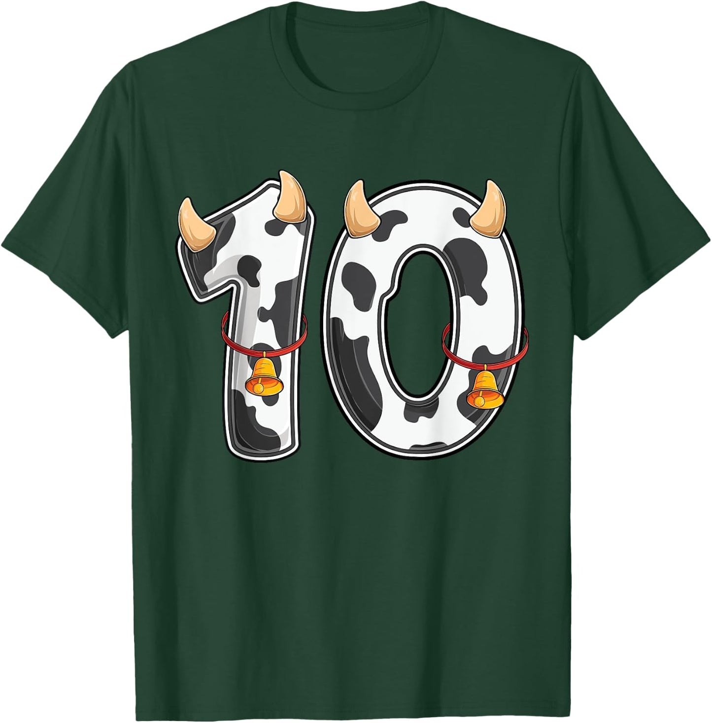 Cow Girl Boy Farmer 10th Birthday Ten 10 Years Old Bday Kids T-Shirt - T-Shirt | Forest