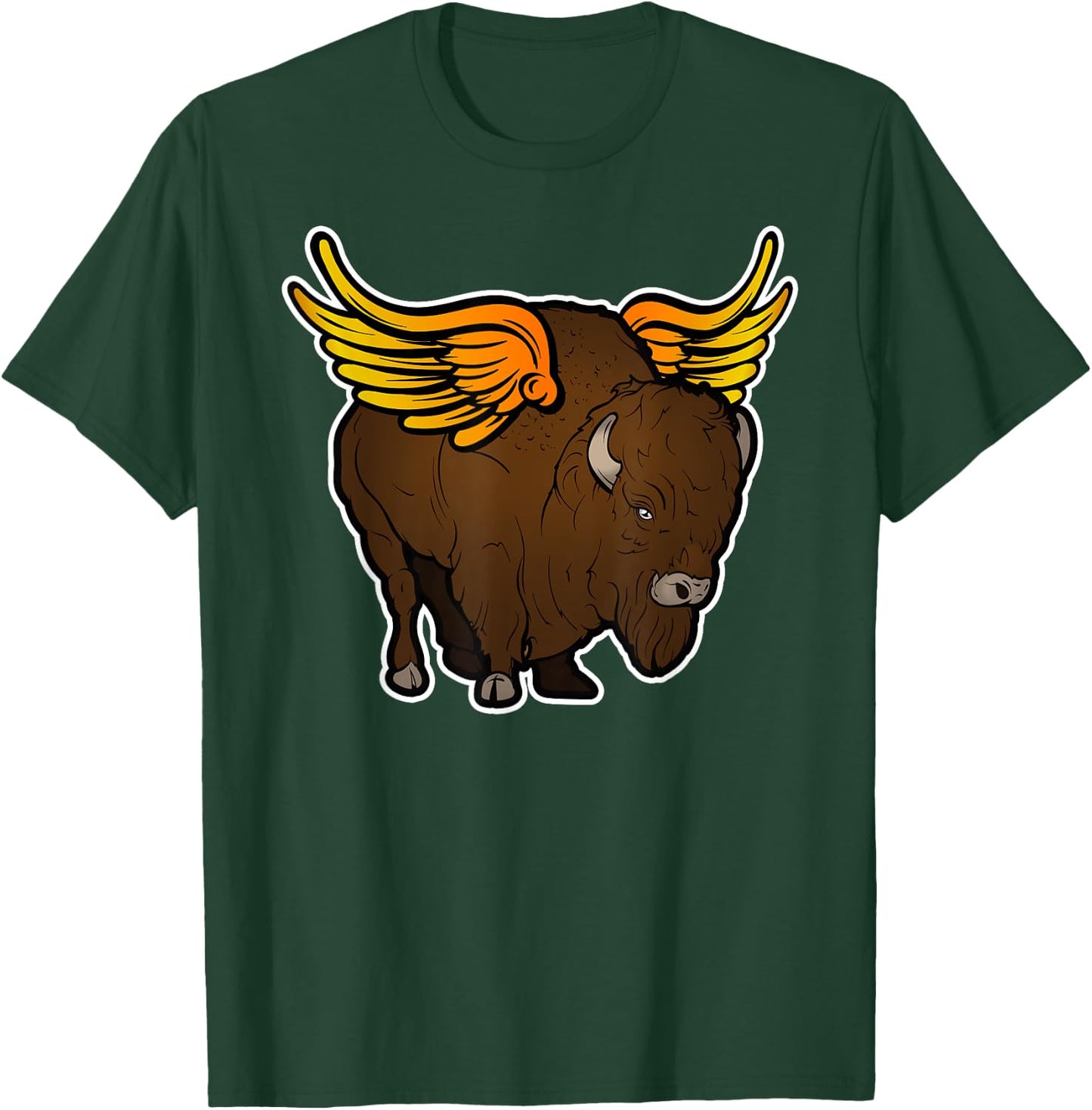 Wild Buffalo Winged Bison Angel Funny Food Art T-Shirt - T-Shirt | Forest