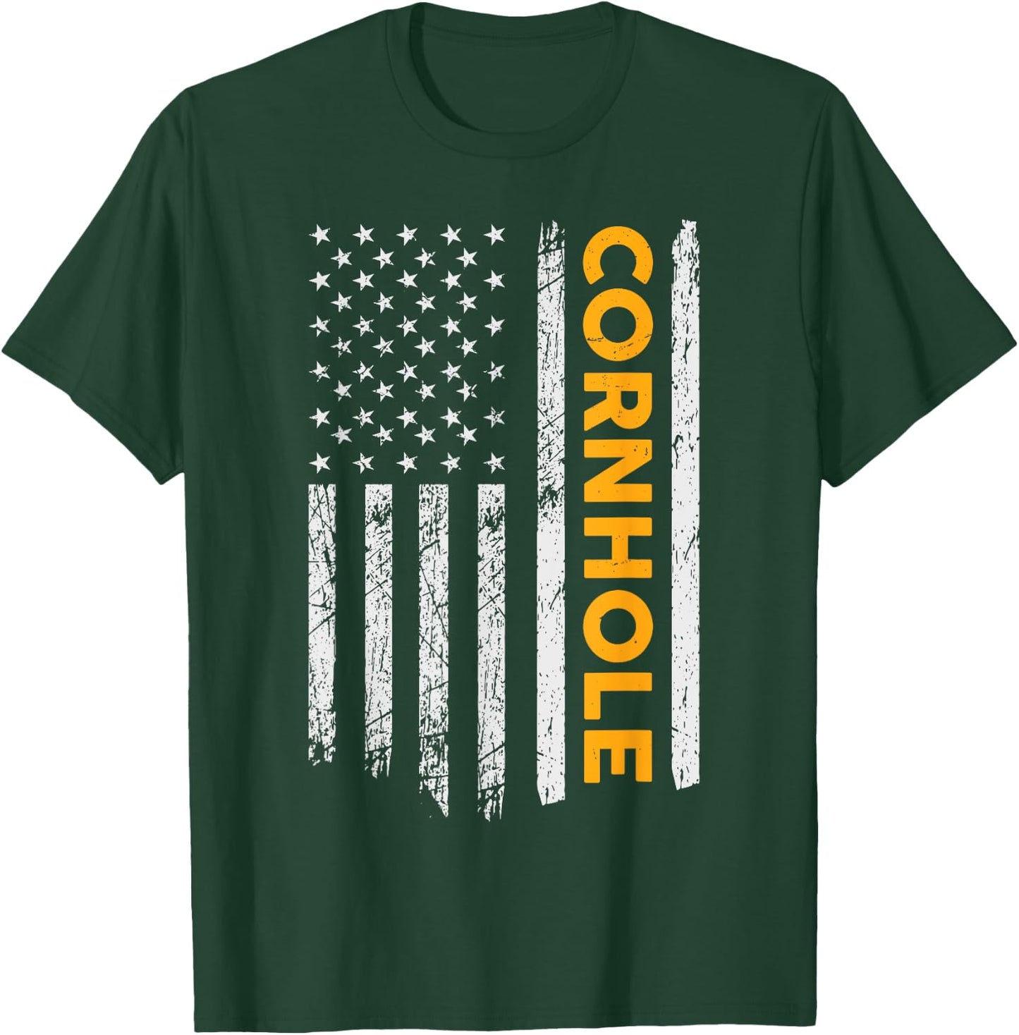 Cornhole US Flag Cornhole Game Lovers Gift Men women T-Shirt - T-Shirt | Forest