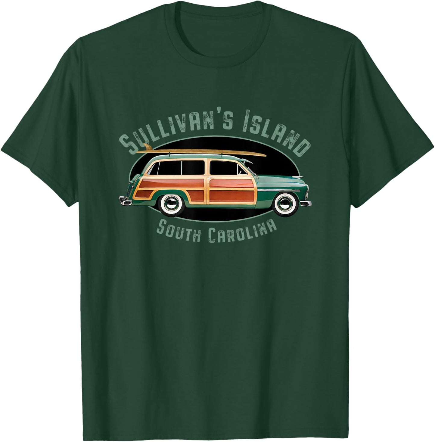 Sullivan's Island South Carolina Vintage Surfing Design T-Shirt - T-Shirt | Forest