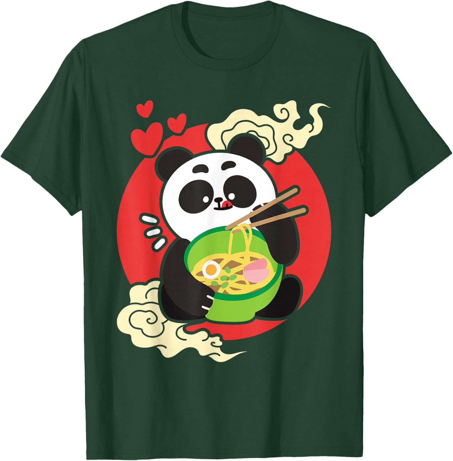 Kawaii Cute Eating Panda Japanese Ramen Noodles T-Shirt - T-Shirt | Forest