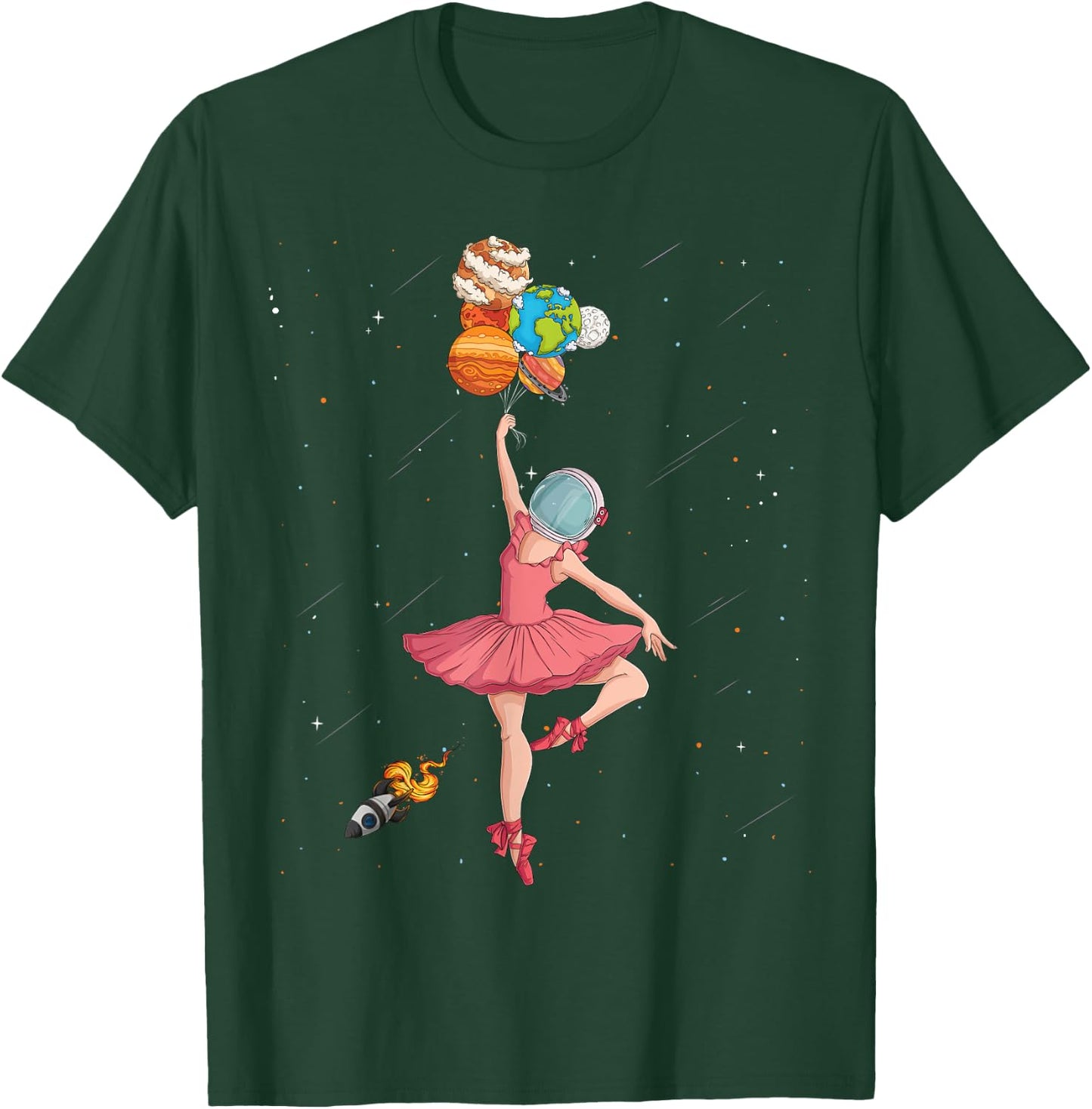 Ballerina Planets Outer Space Astronaut Solar System Girls T-Shirt - T-Shirt | Forest