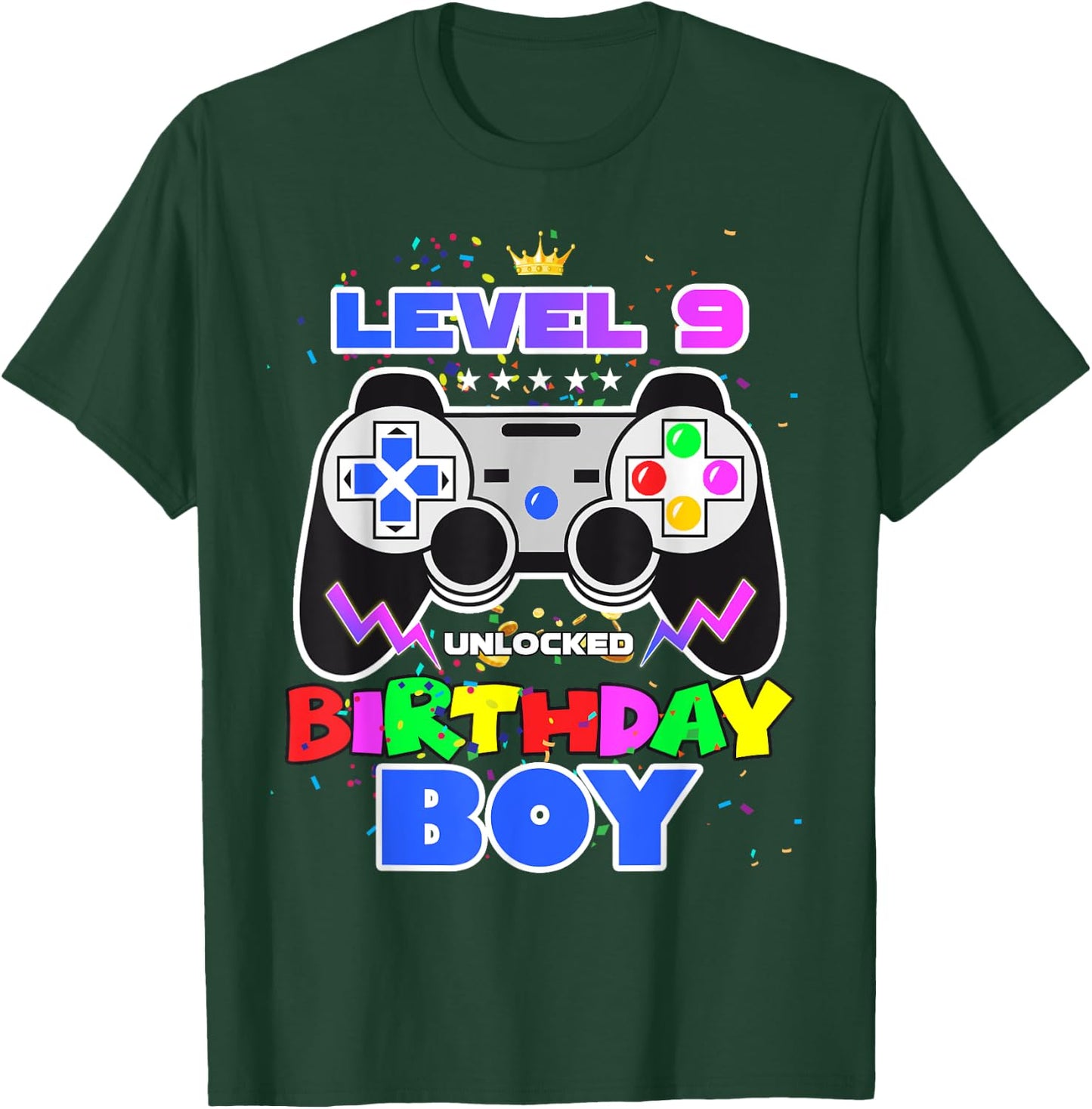 Level 9 Unlocked 9th Birthday Gamer Birthday Boy Video Game T-Shirt - T-Shirt | Forest