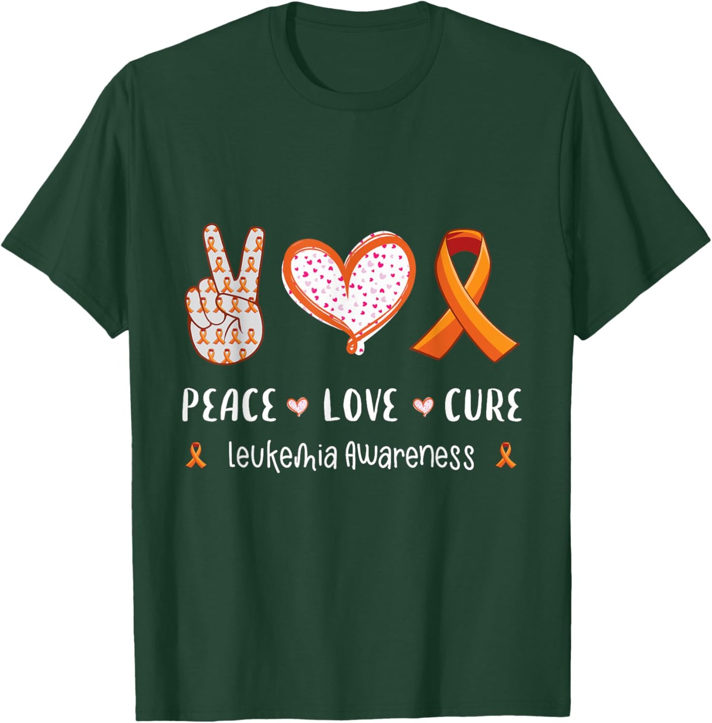 Peace Love cure leukemia awareness men women kids leukemia T-Shirt - T-Shirt | Forest