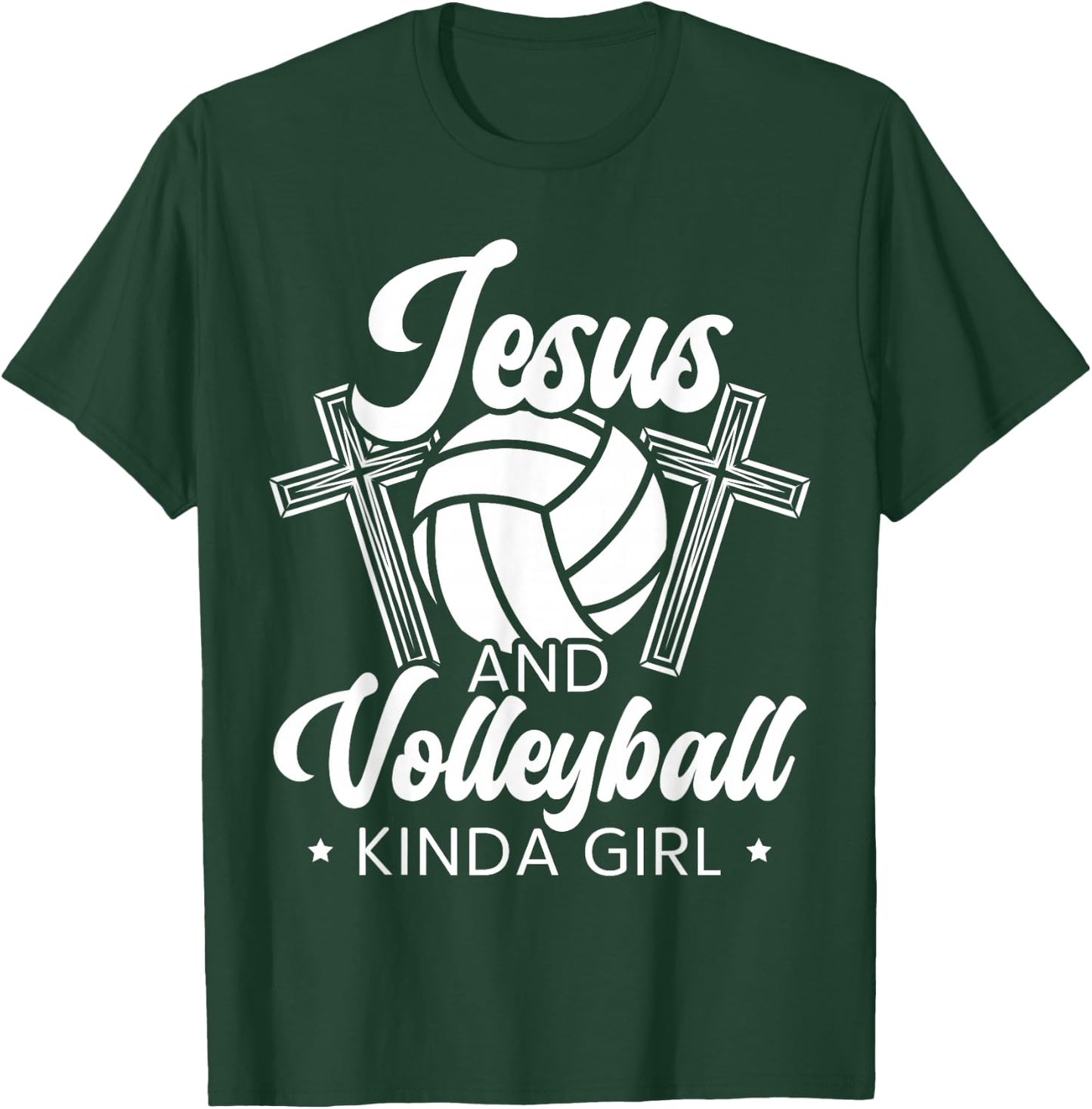 Jesus And Volleyball Kinda Girl Sports Gameday Spike Net T-Shirt - T-Shirt | Forest