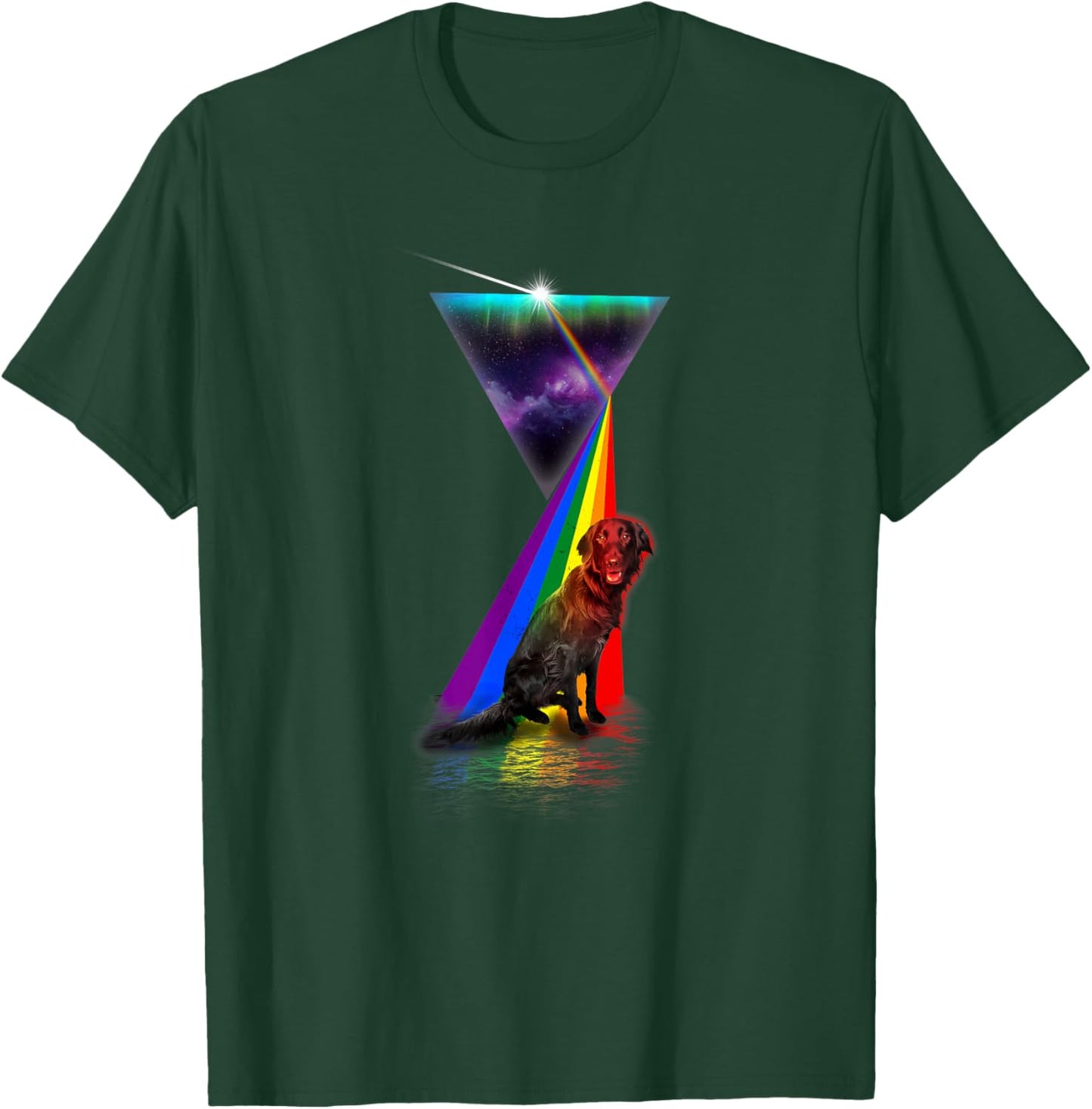 Vintage Retro Prism Flat-Coated Retriever T-Shirt - T-Shirt | Forest