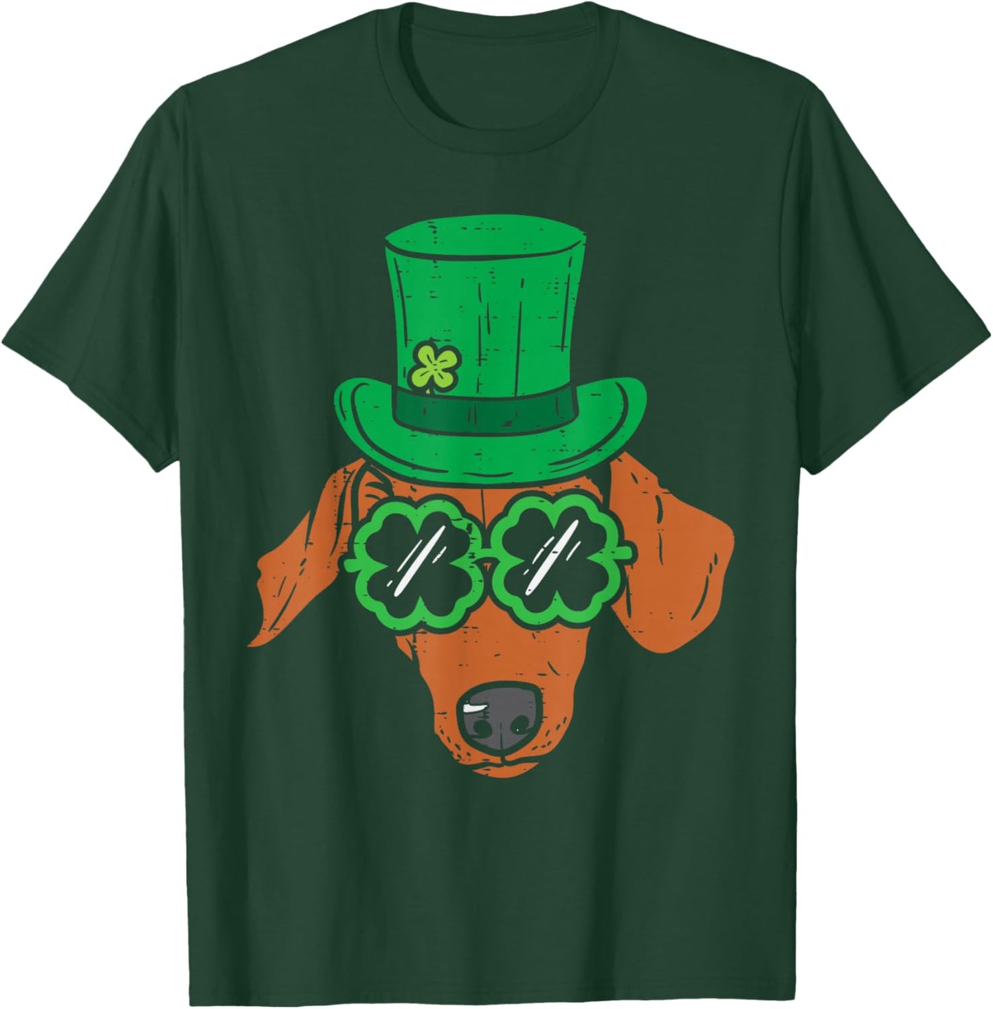 Leprechaun Dachshund Clover Glasses St Patricks Day Dog Gift T-Shirt - T-Shirt | Forest