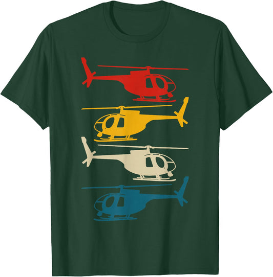 Helicopter Pilot Co. -Kids Retro Aviation , Black, Small, Short Sleeve T-Shirt - T-Shirt | Forest