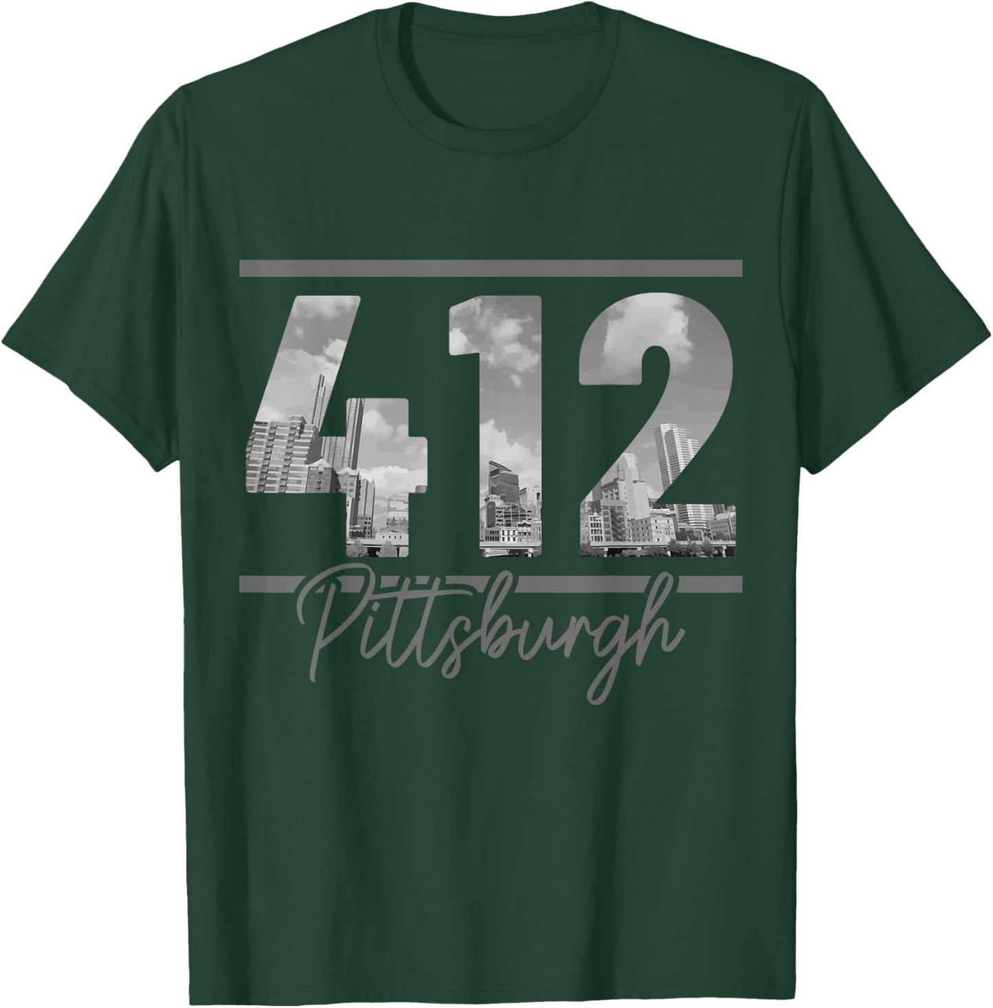 Pittsburgh 412 Area Code Skyline Pennsylvania Vintage T-Shirt - T-Shirt | Forest