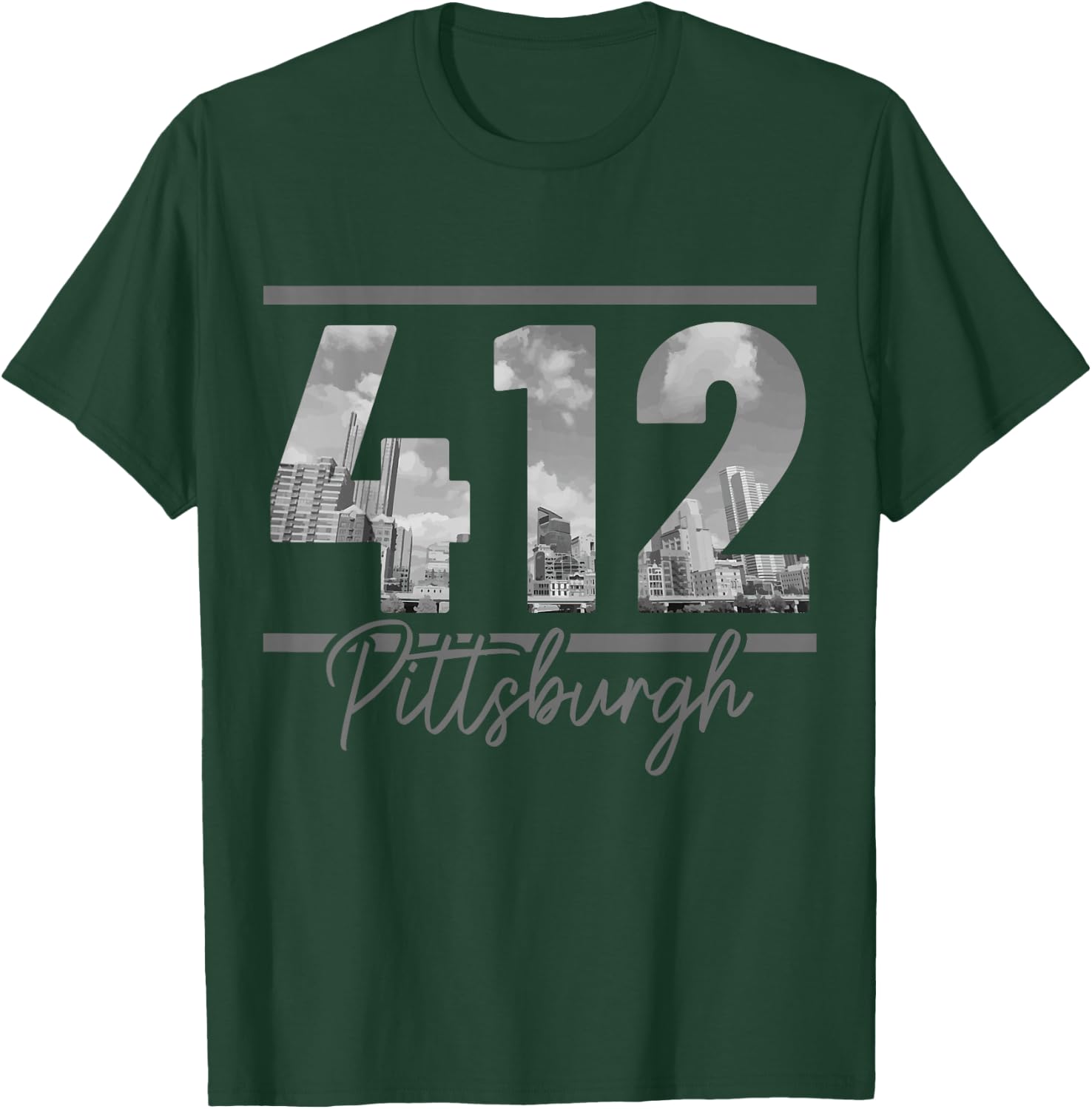 Pittsburgh 412 Area Code Skyline Pennsylvania Vintage T-Shirt - T-Shirt | Forest