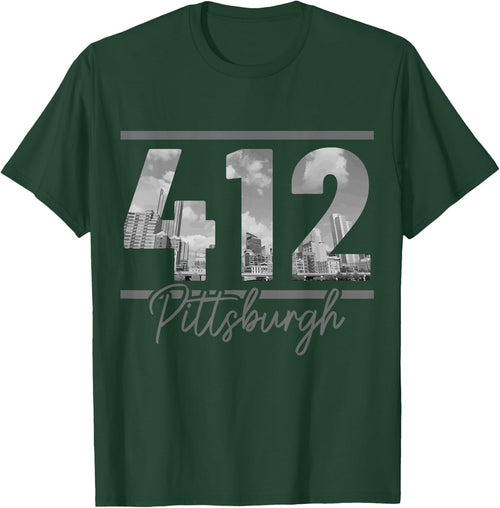 Pittsburgh 412 Area Code Skyline Pennsylvania Vintage