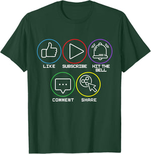 Like Subscribe Hit The Bell Comment Share Livestreaming T-Shirt - T-Shirt | Forest