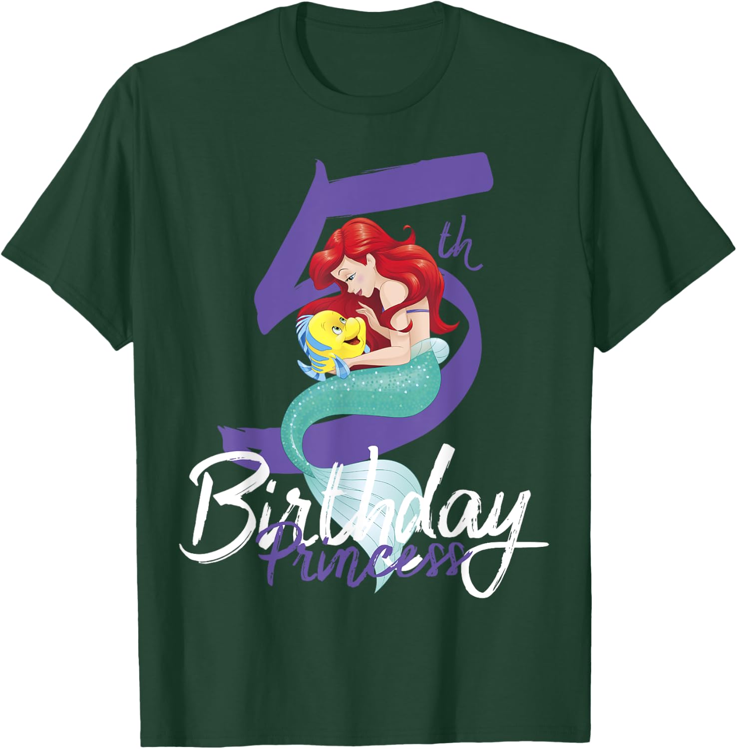 Disney Little Mermaid Ariel 5th Birthday Princess T-Shirt - T-Shirt | Forest