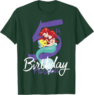 Disney Little Mermaid Ariel 5th Birthday Princess T-Shirt - T-Shirt | Forest