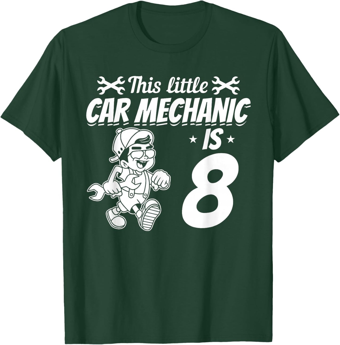 This Little Car Mechanic Is 8 Years - Car Mechanic Bithday T-Shirt - T-Shirt | Forest