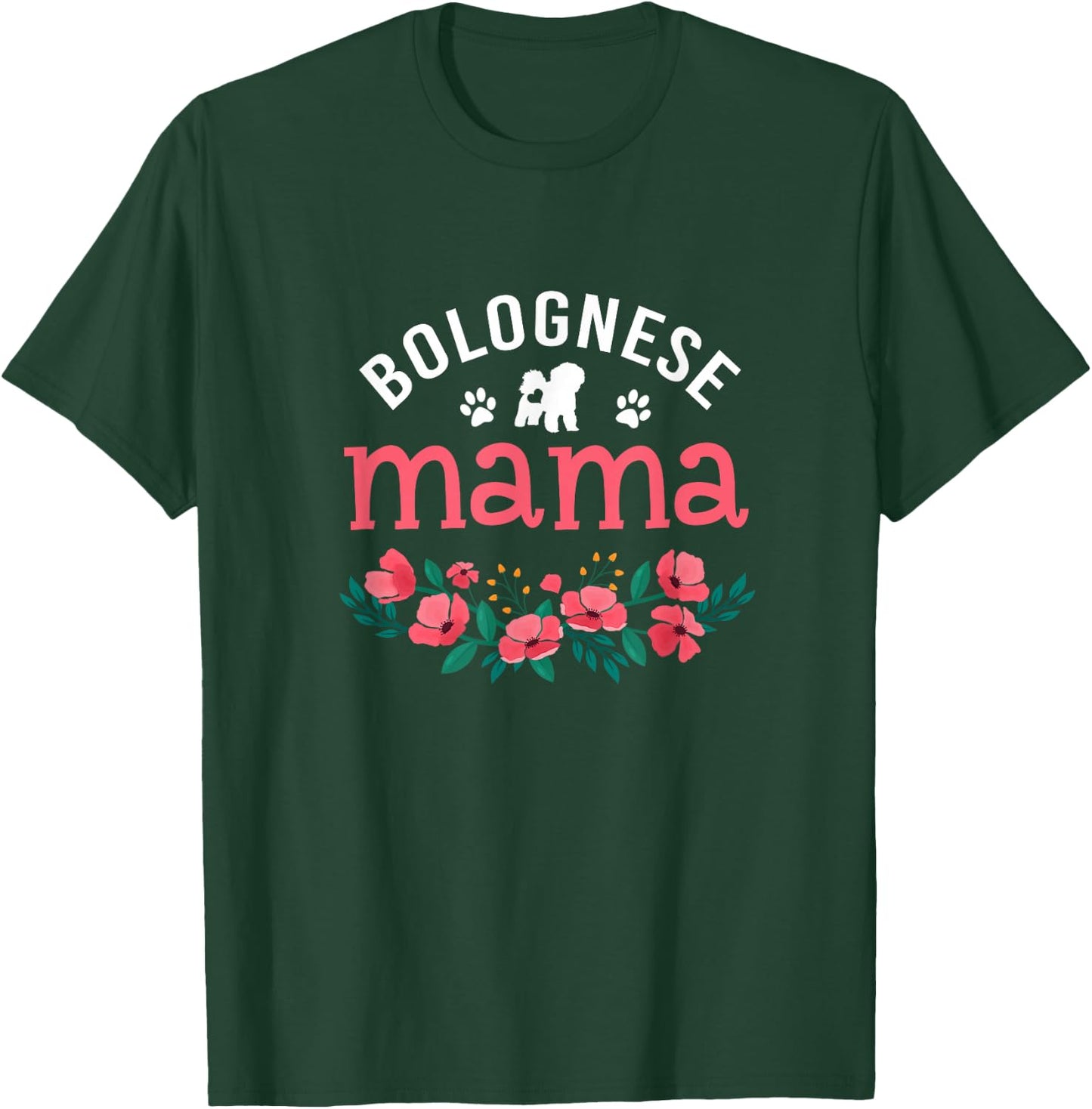 Floral Bolognese Dog Mama Gifts Dog Mom Christmas T-Shirt - T-Shirt | Forest